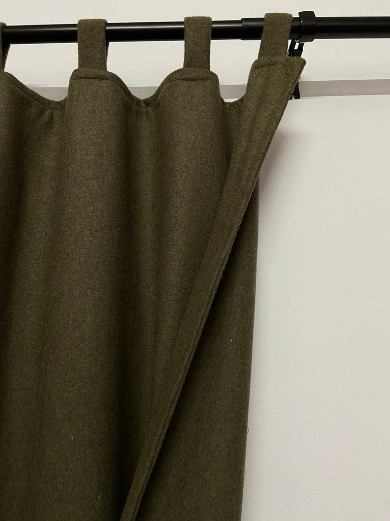 Amore Beaute Olive Green Double Layer Wool Curtains