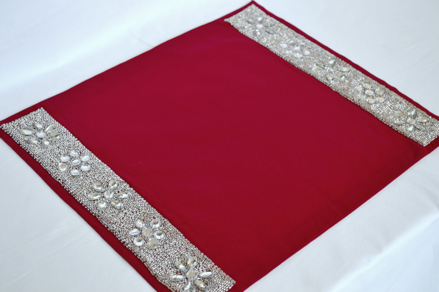 Amore Beaute Red Placemats are  gorgeous and grand placemats have a rich diamond sparkle with the crystal and bead detail done by hand.
