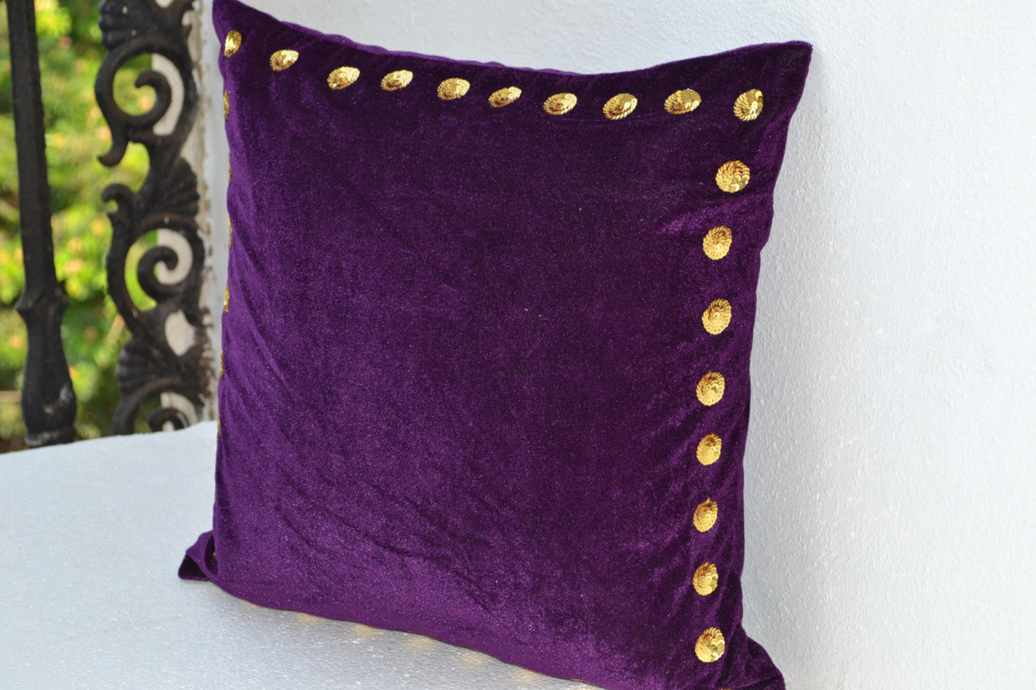 Handmade purple throw pillow cover in velvet