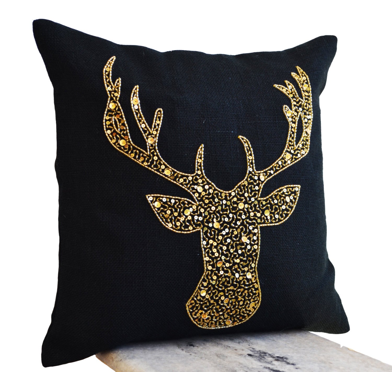 Black sequin throw deals pillows