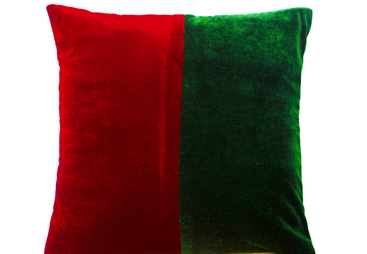 Handmade red green velvet throw pillow case