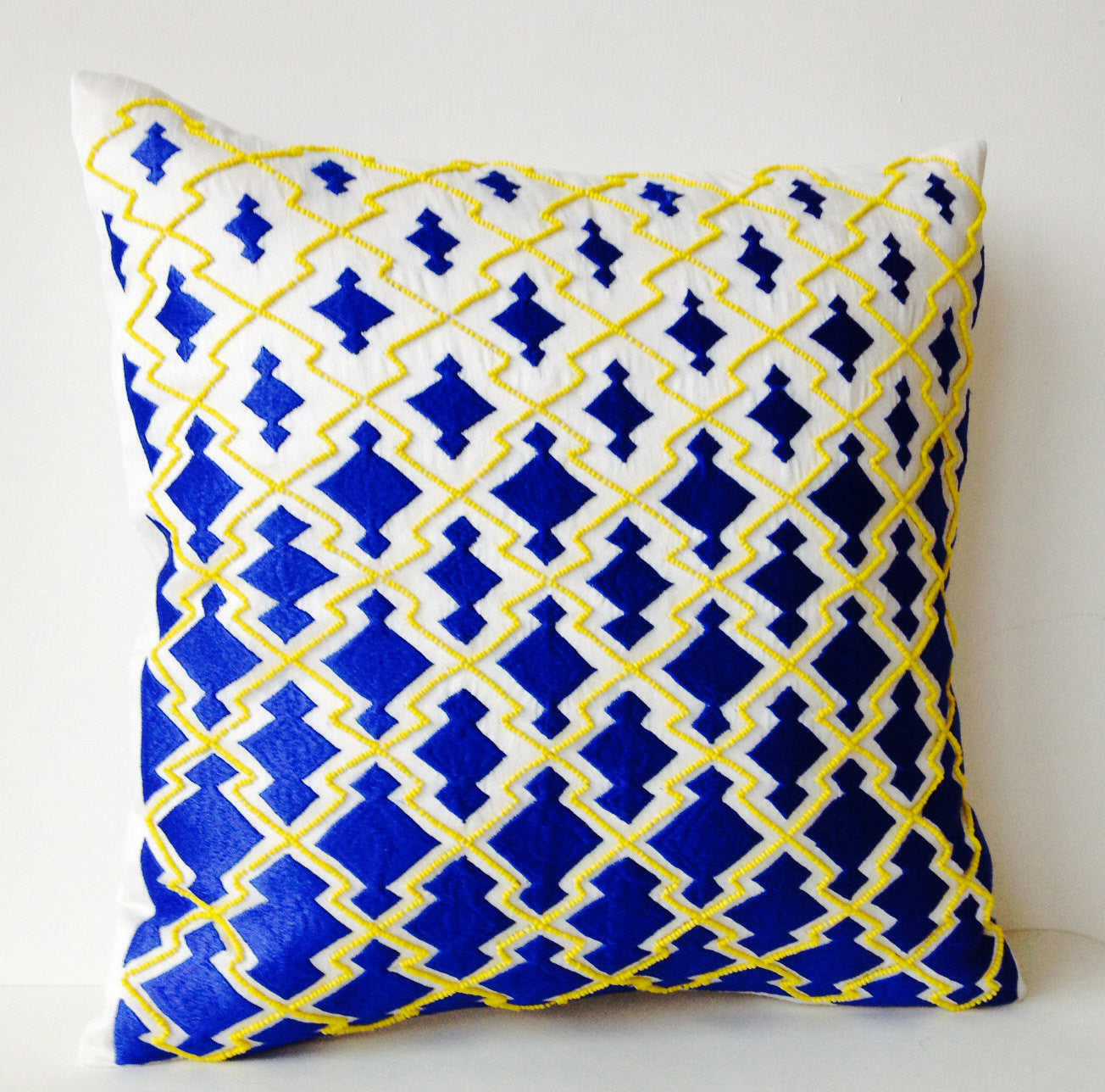 Blue and cheap yellow pillows