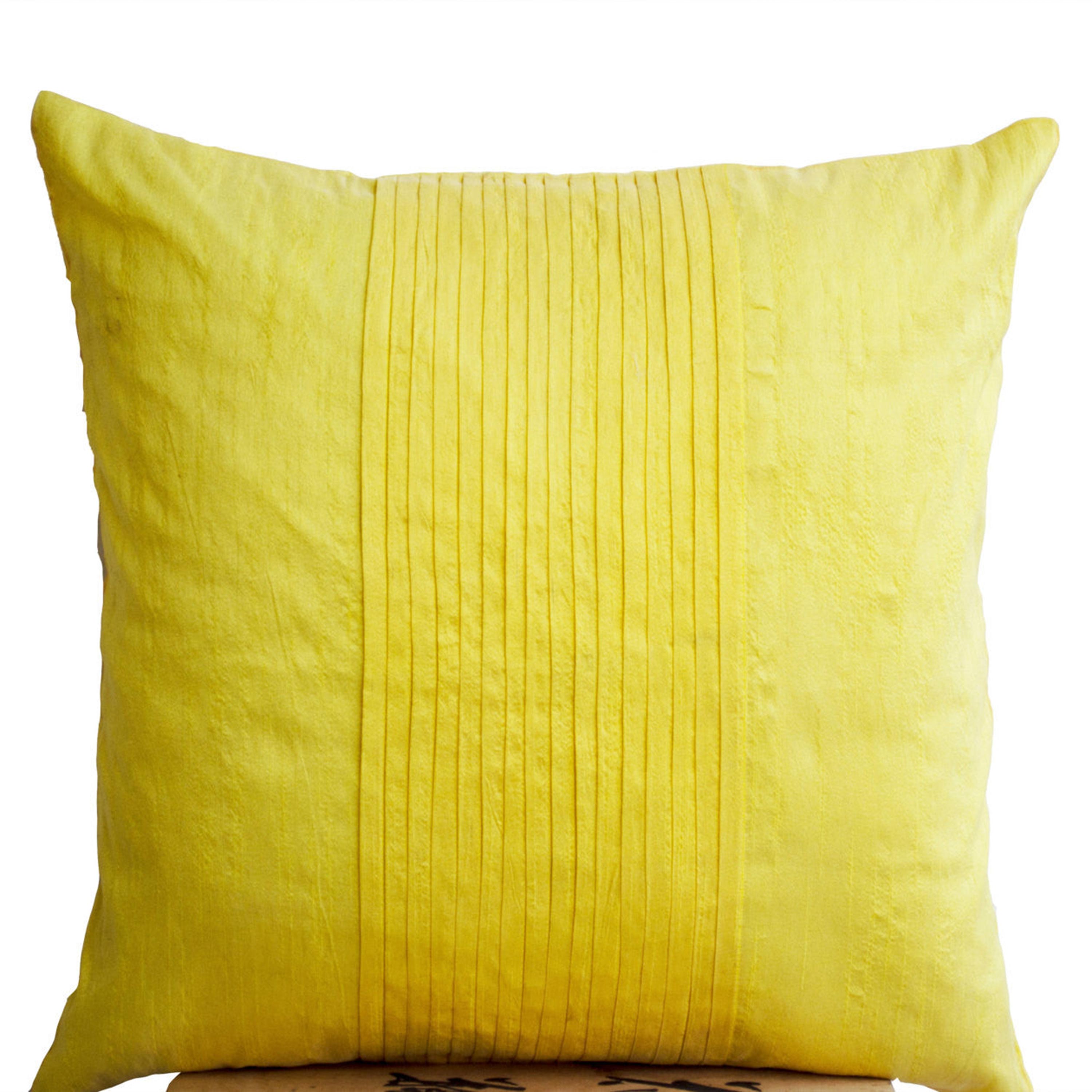 Yellow Pleated Throw Pillow Cover