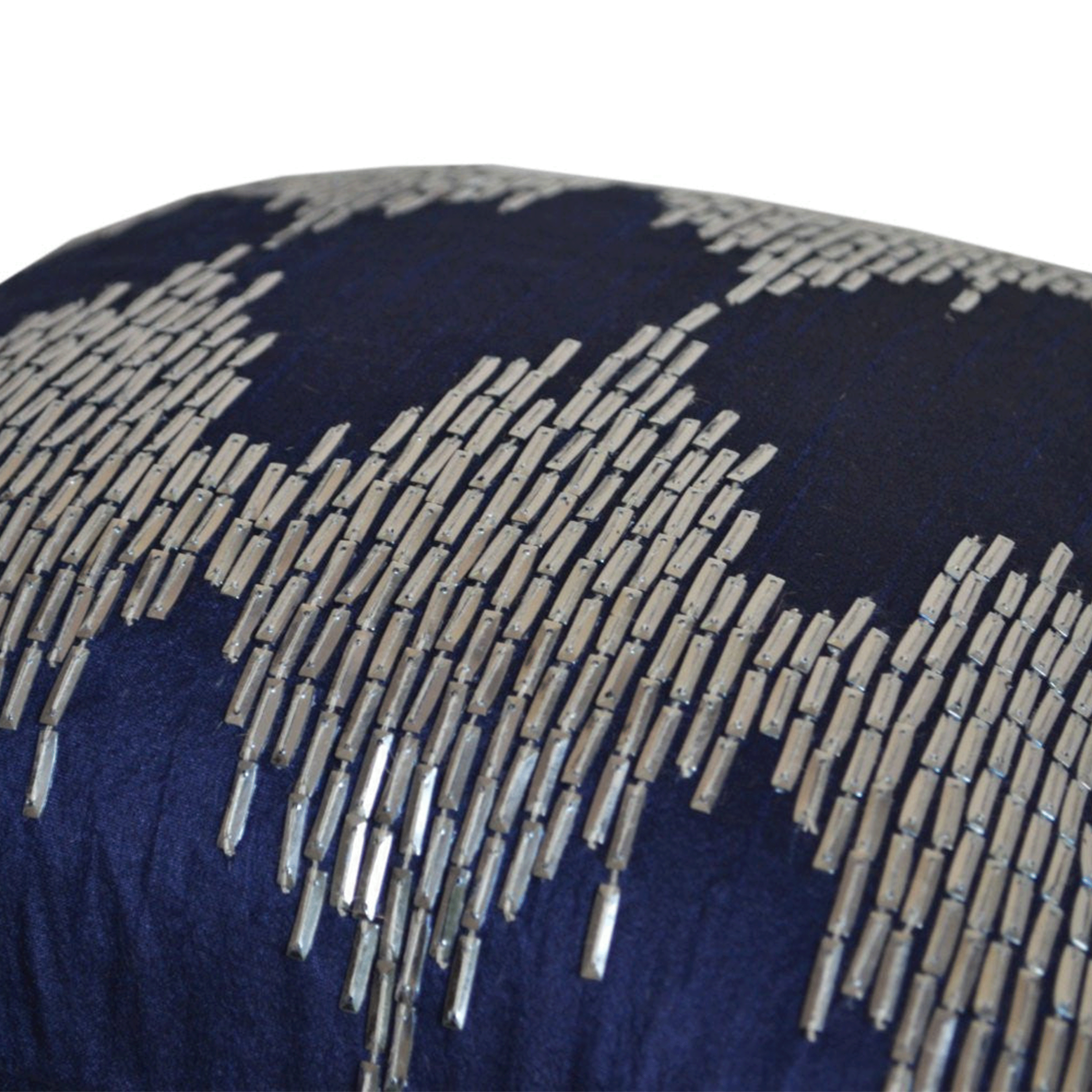 Navy Blue Silver Ikat Throw Pillow Cover