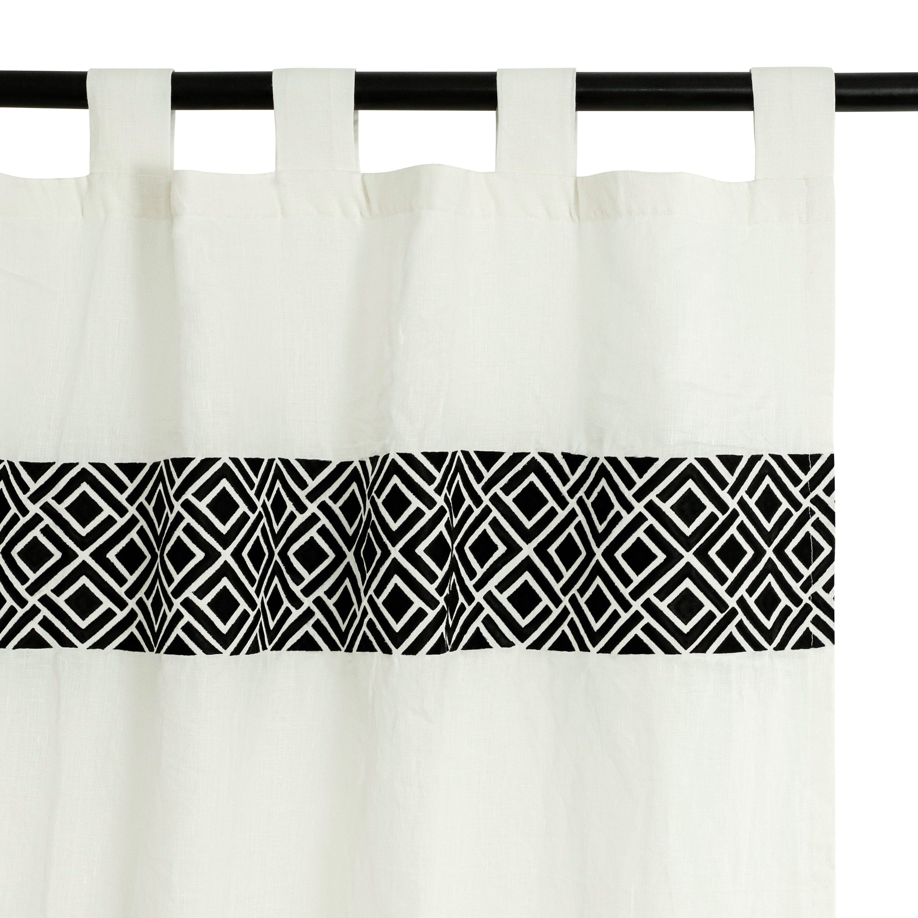 Embroidered Chippendale Linen Curtain