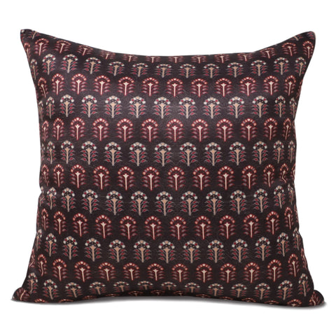 Block Print Paisley Pillow Cover, Floral Brown Pillow Cover