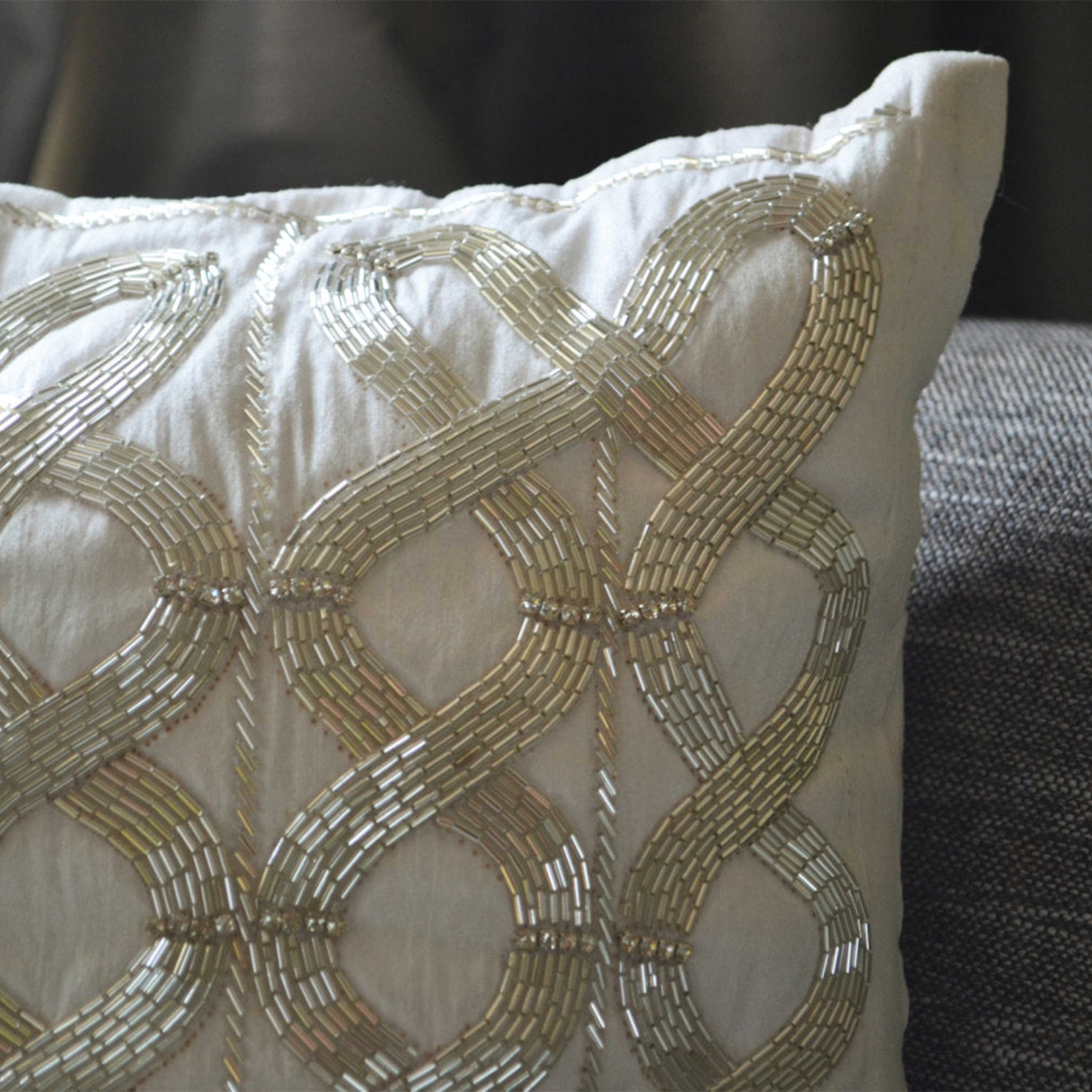 Silver throw pillows, Bead cushion, Micro bead pillow, Silk pillow covers,decorative pillow