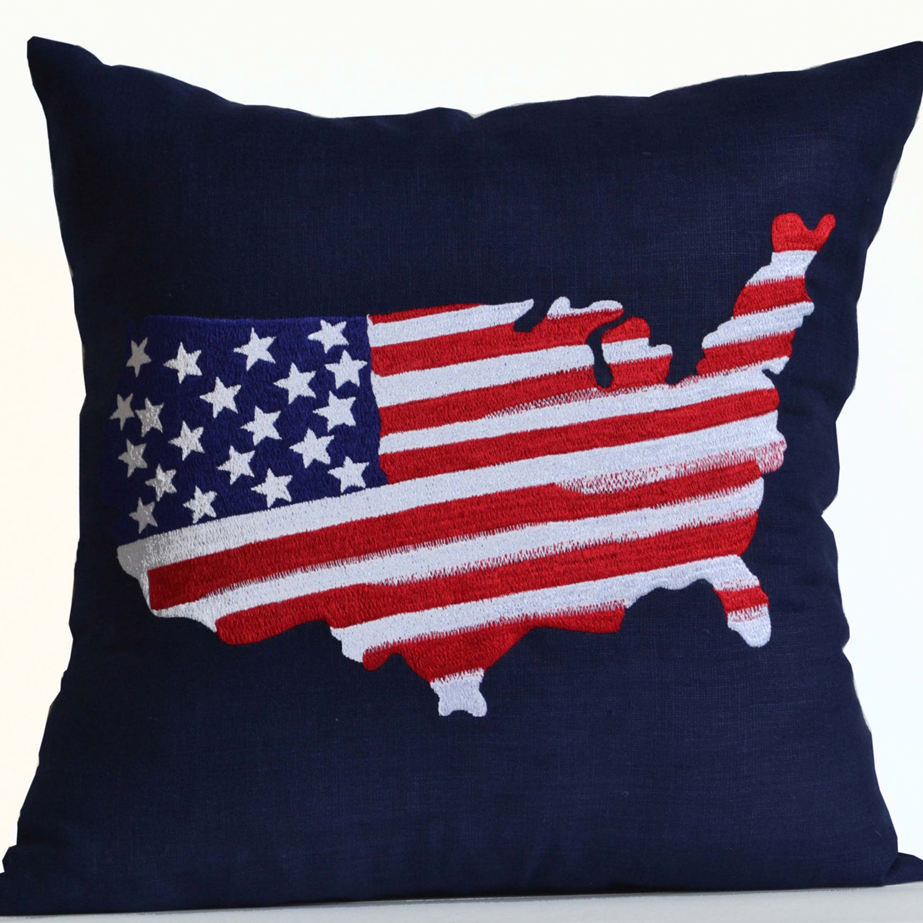 US Map Decorative Throw Pillow Cover - Handcrafted