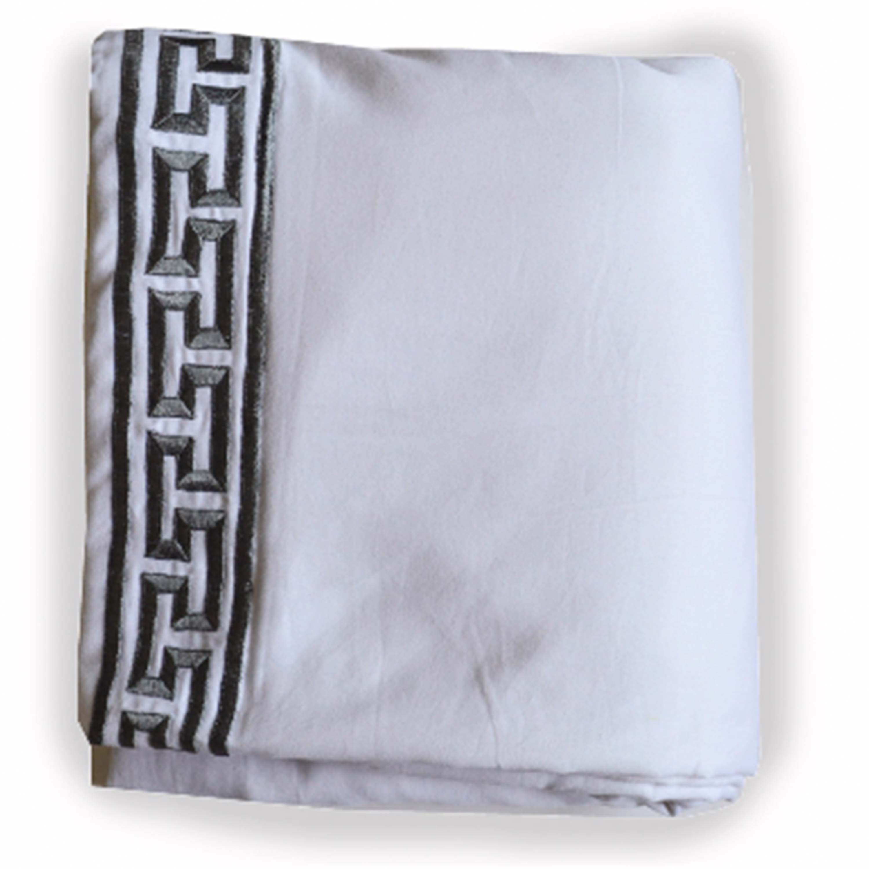 Greek Key Embroidered Duvet Cover in White Cotton Geometric Bedding Comforter Cover Wedding Anniversary Housewarming Gifts All Sizes