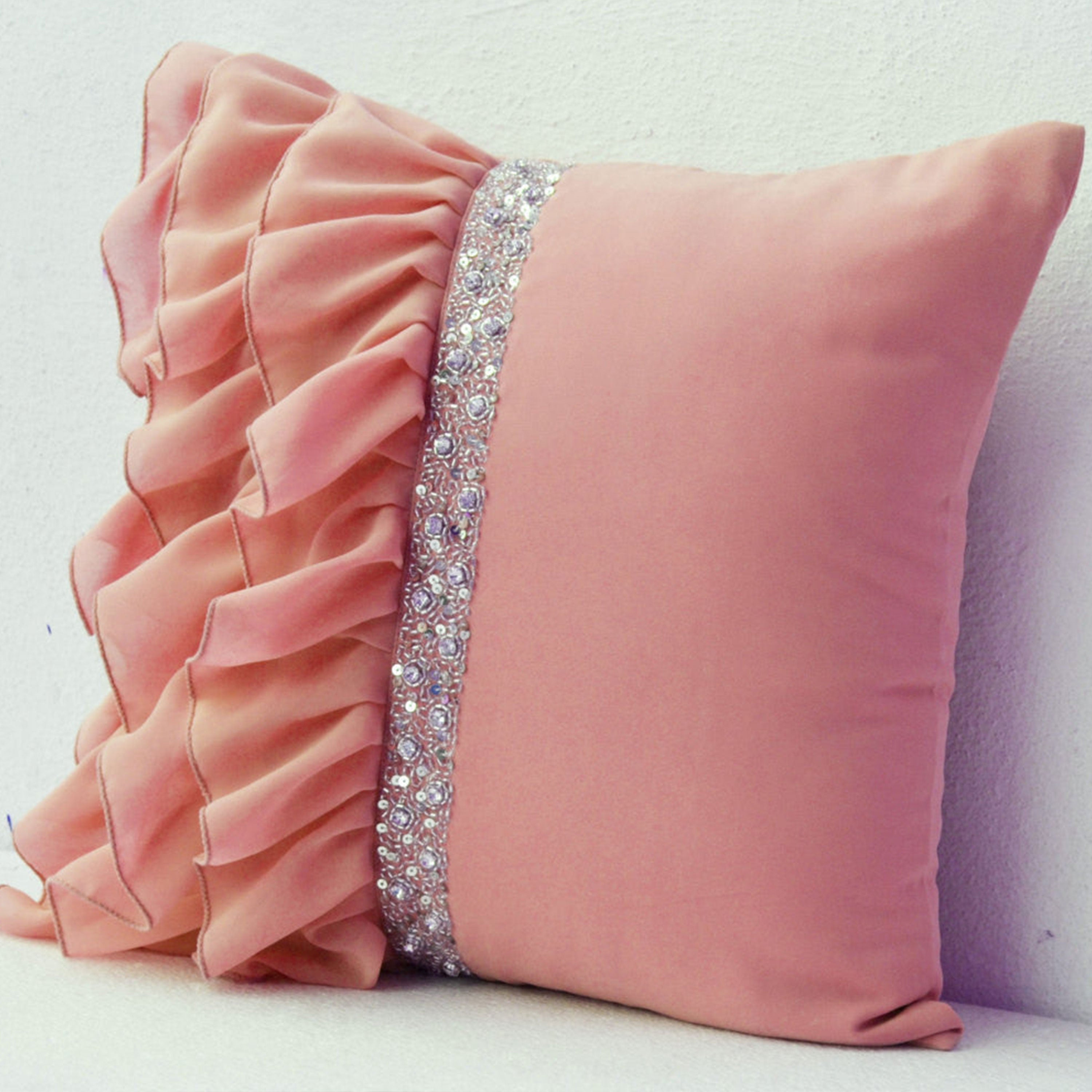 Beige Latte Ruffled Pillow Cover