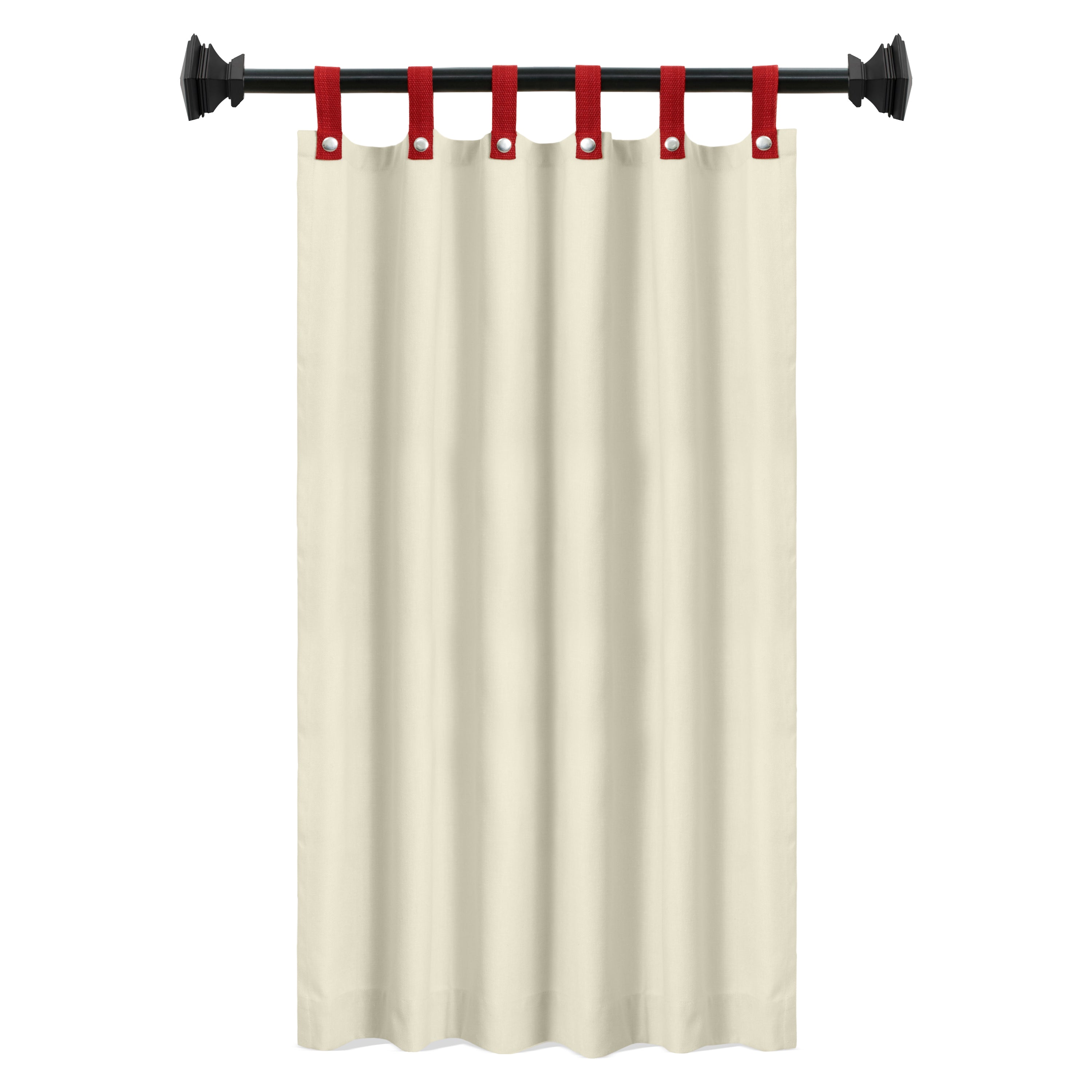 Beige & Red Cotton Canvas Curtains with Snap Button Closure – Custom Made, Playful Drapes for Kids' Room