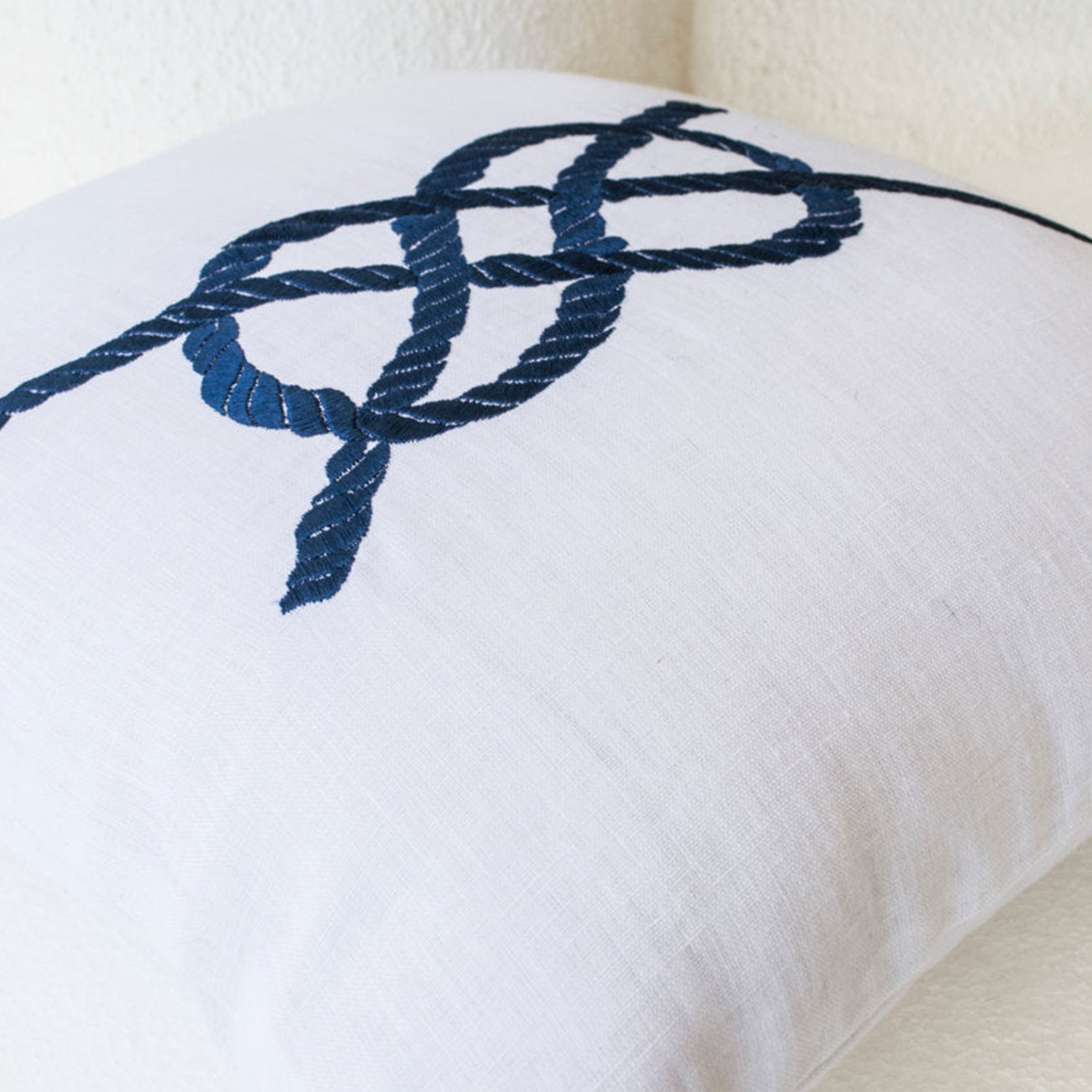 Linen Pillow, Nautical Throw Pillow Cover, White Pillow Cushion Cover