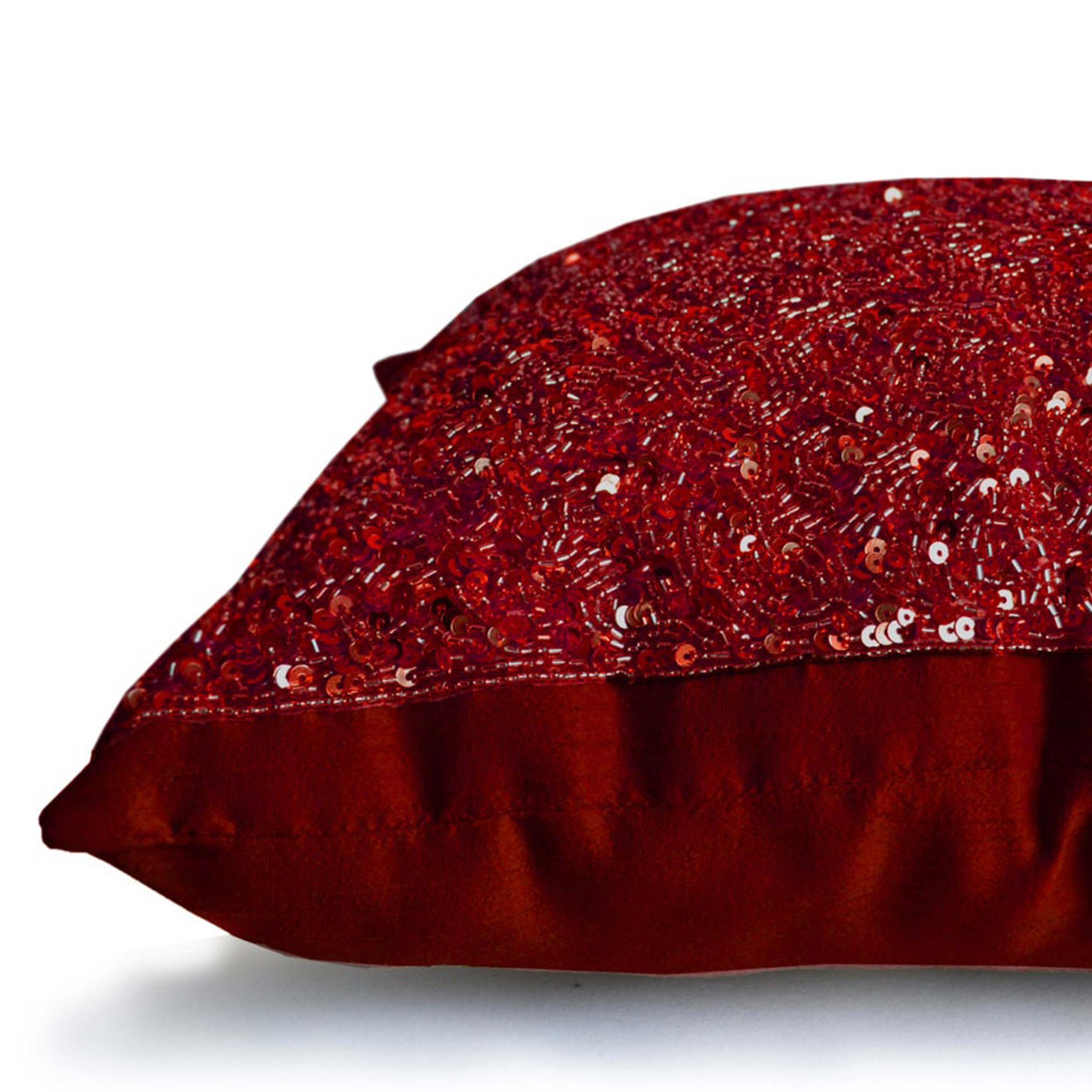 Red sequin throw pillow, Confetti decorative pillows