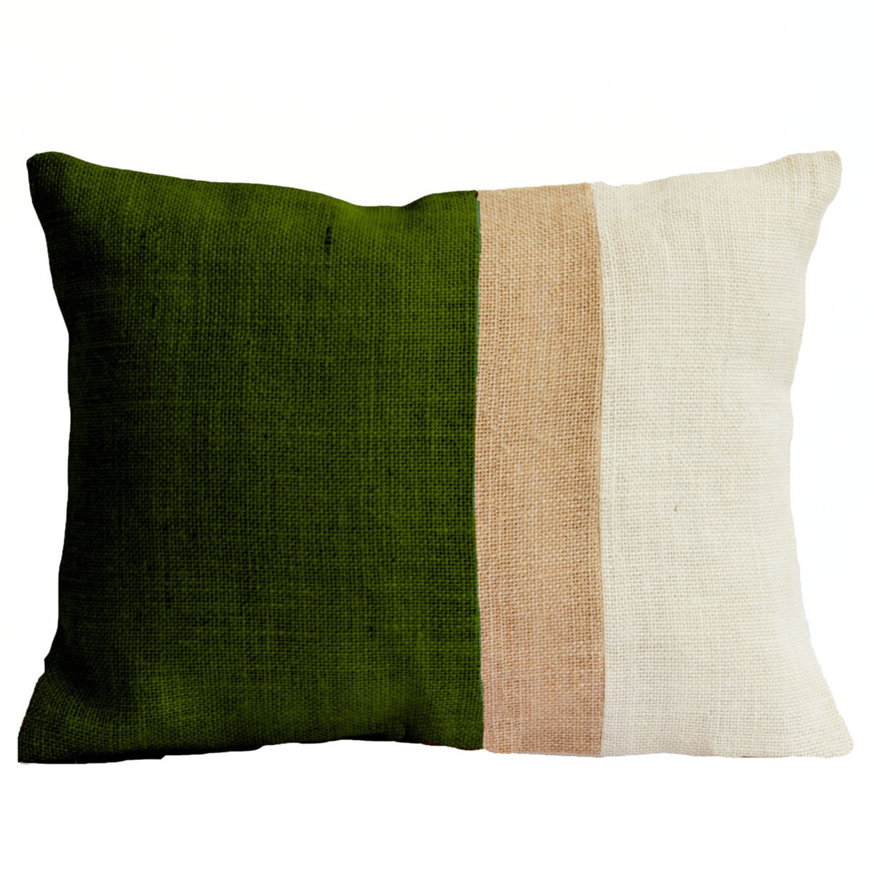 Green Pillow - Burlap Pillow color block - Green Decorative cushion cover- Spring Throw pillow gift 12X16 - Green Lumbar Pillow