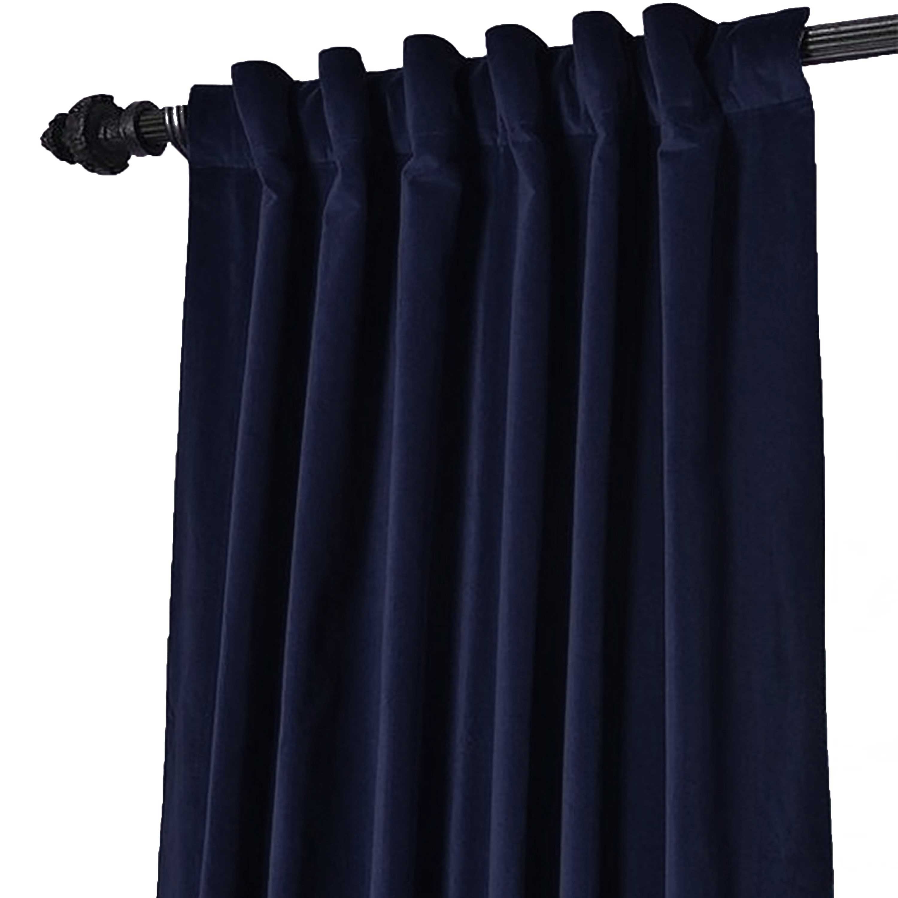 Navy Blue Cotton Velvet Curtain