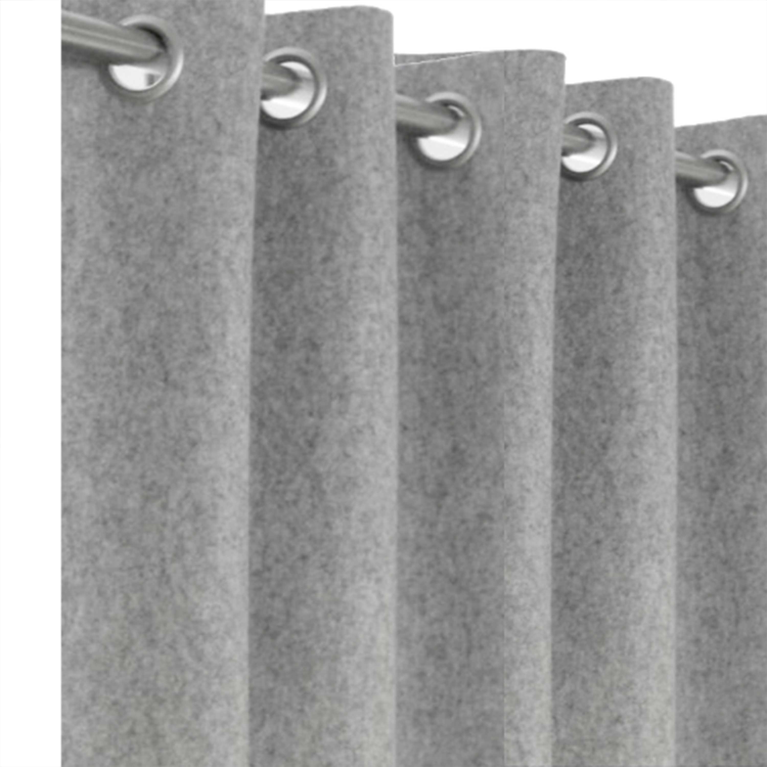 Light Grey Wool Curtain With Grommets