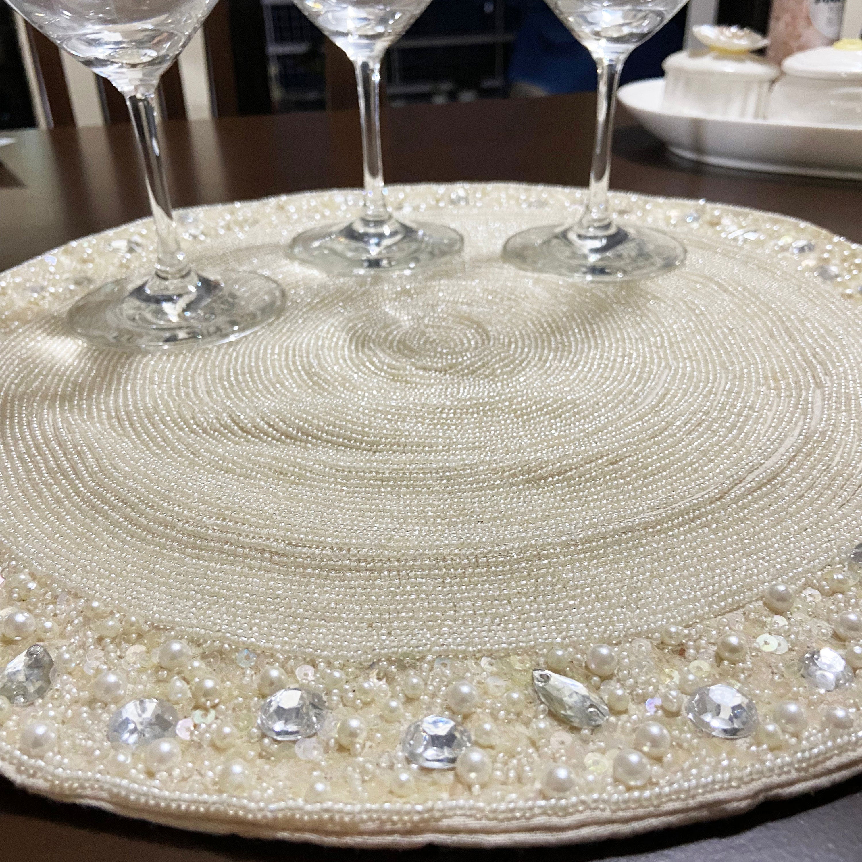 Ivory Beaded Placemats