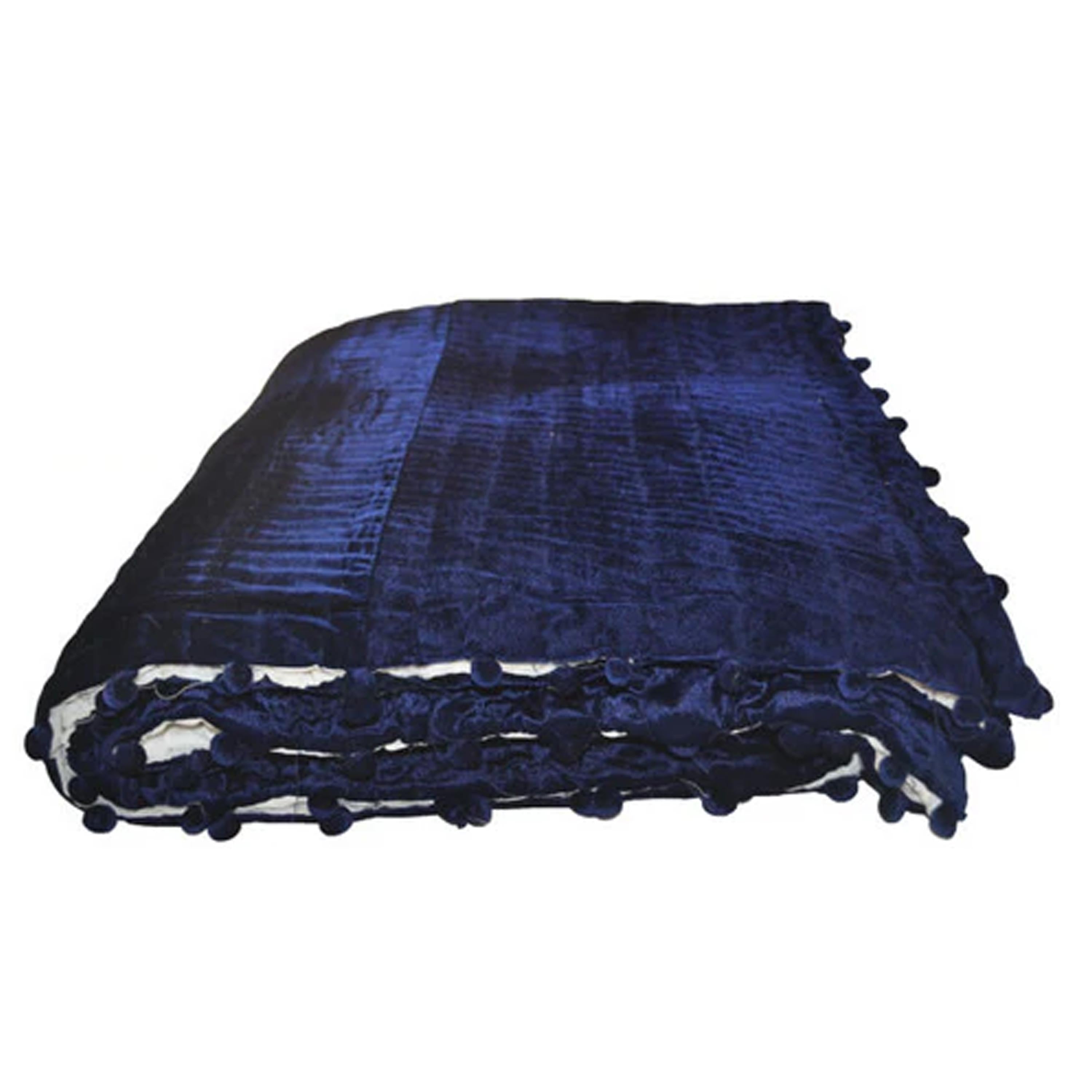 Navy Blue Velvet Quilt with Cotton Batting