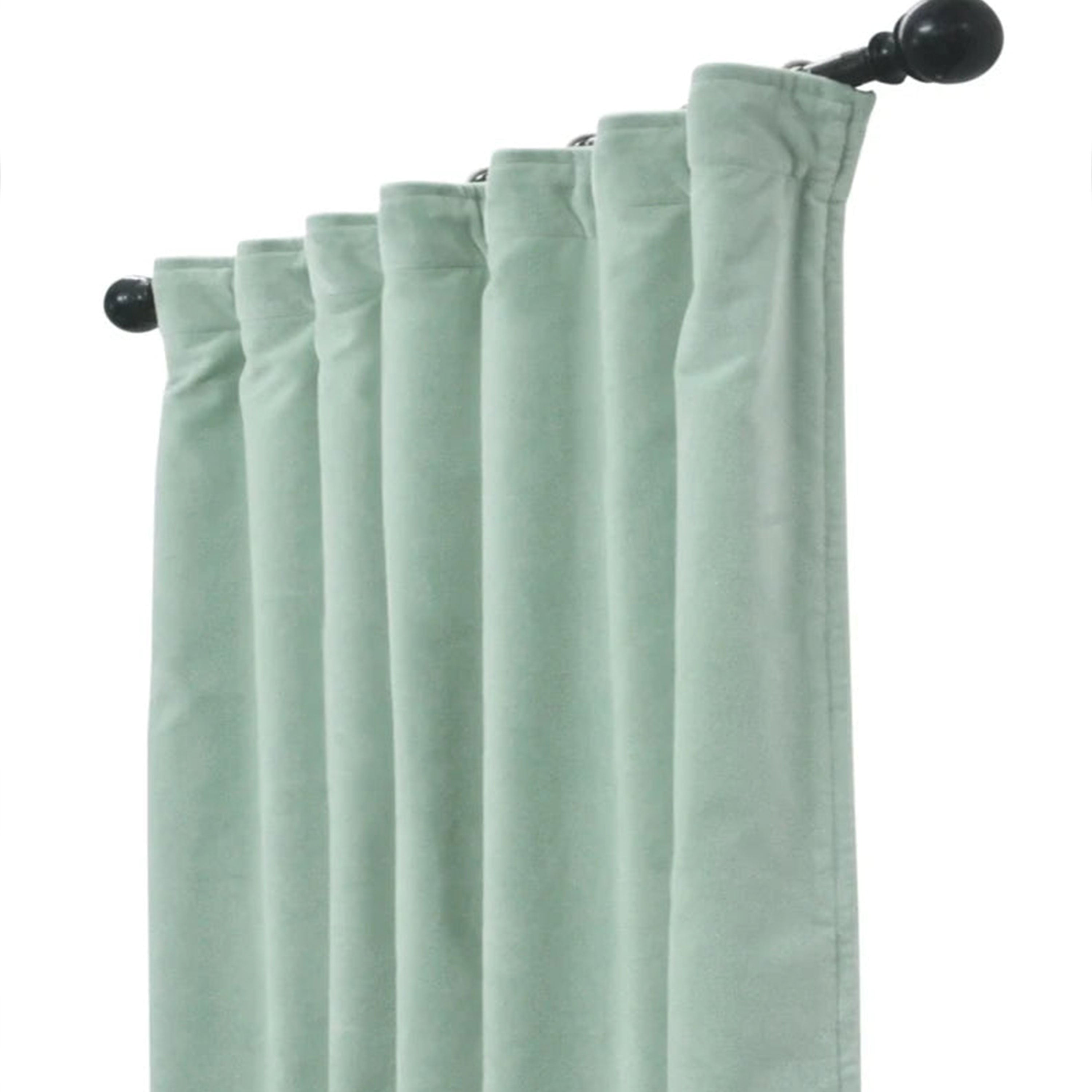 Sea Foam Green Velvet Curtain With Wool Felt Backing