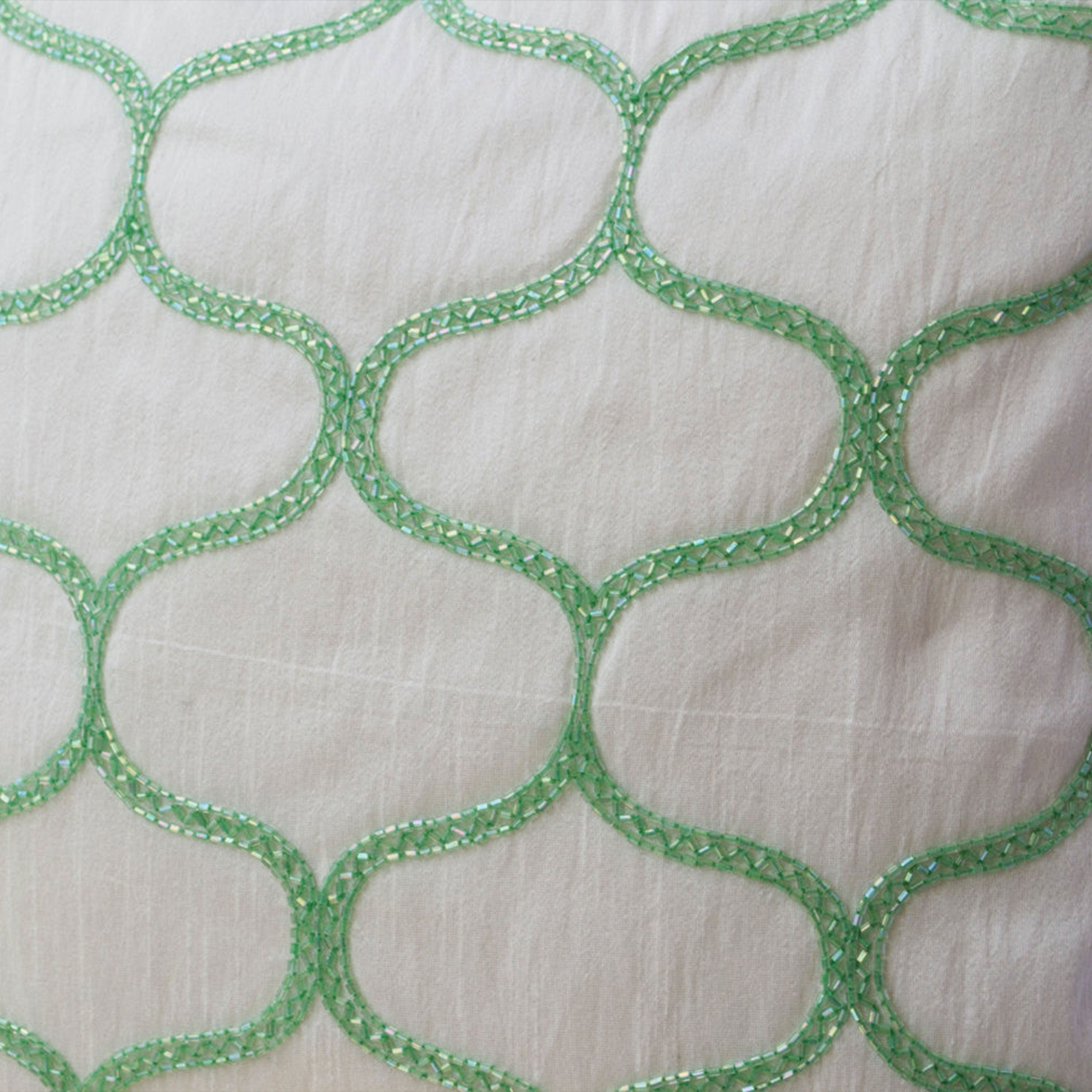 Decorative Pillow In Soft Pastel Green Geometric Pillows Ivory Silk Sashiko Pattern