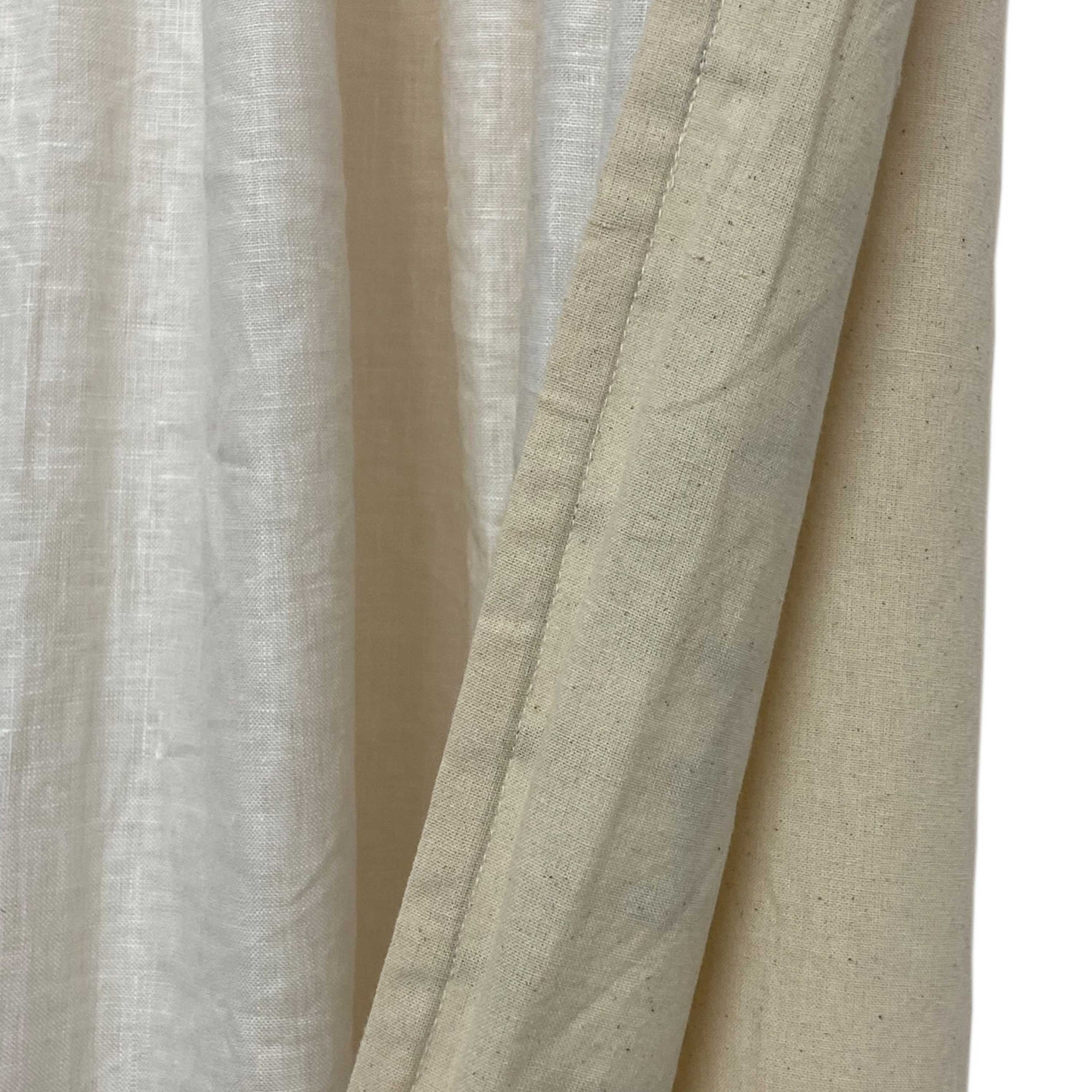 Lattice Embroidery Linen Curtain Drape - Ivory Black Custom Drapes