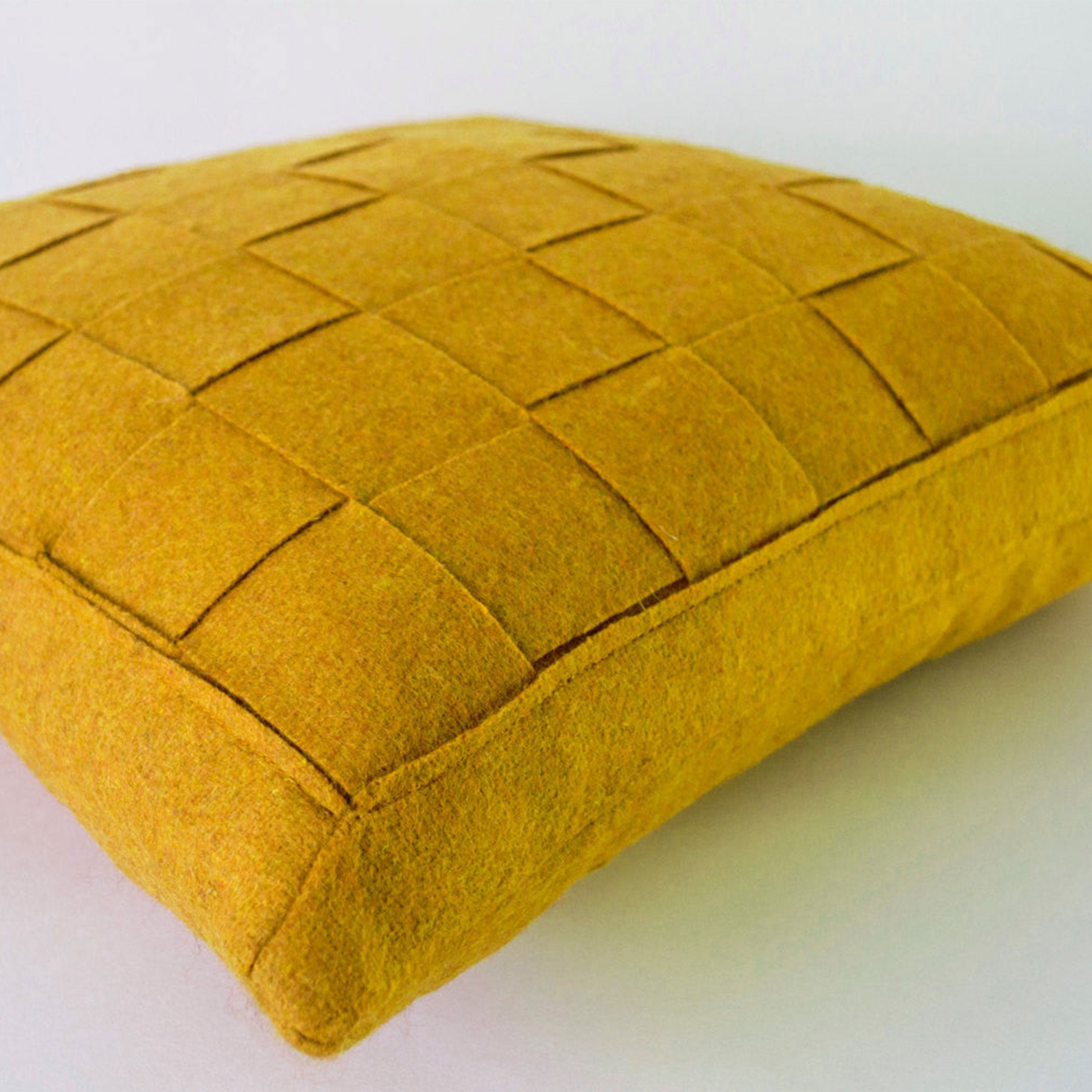 Mustard Pillow -Felt Weave Pillows - Decorative Throw Pillow cover- Gift- 16x16 -Square Pillow -Modern decor -Chair Pillow -Wool Mat pillow