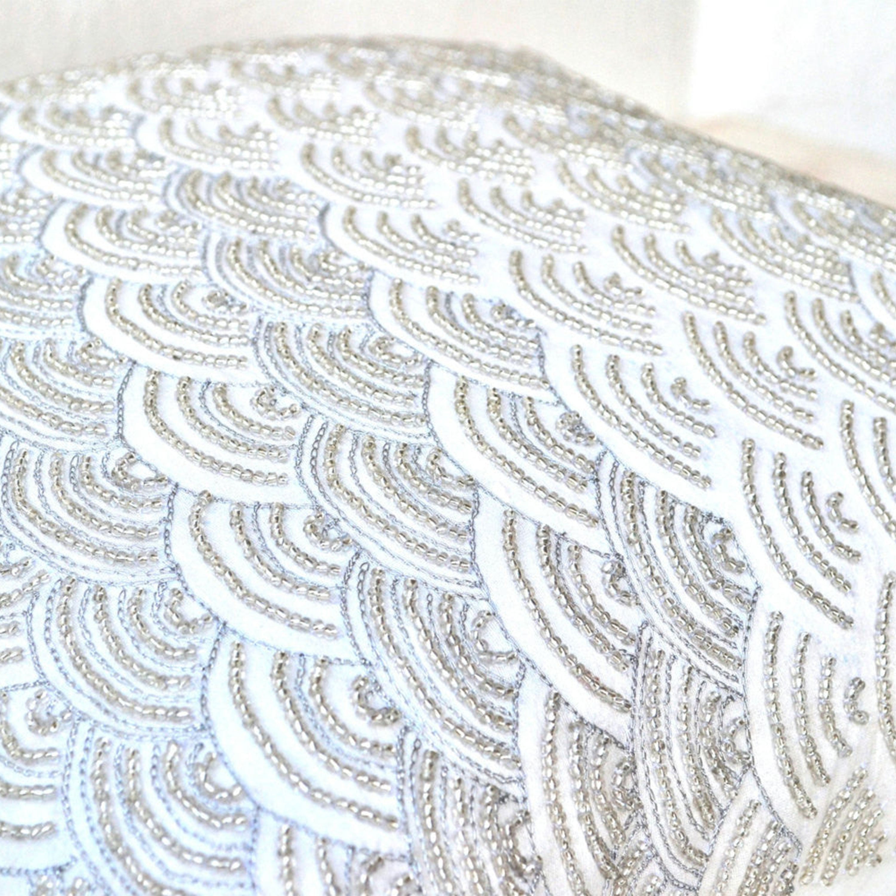 Ivory white throw pillows with detailed embroidered waves -Sashiko pillow cover -Cushion zipper -Throw pillow -Couch Pillows -gift