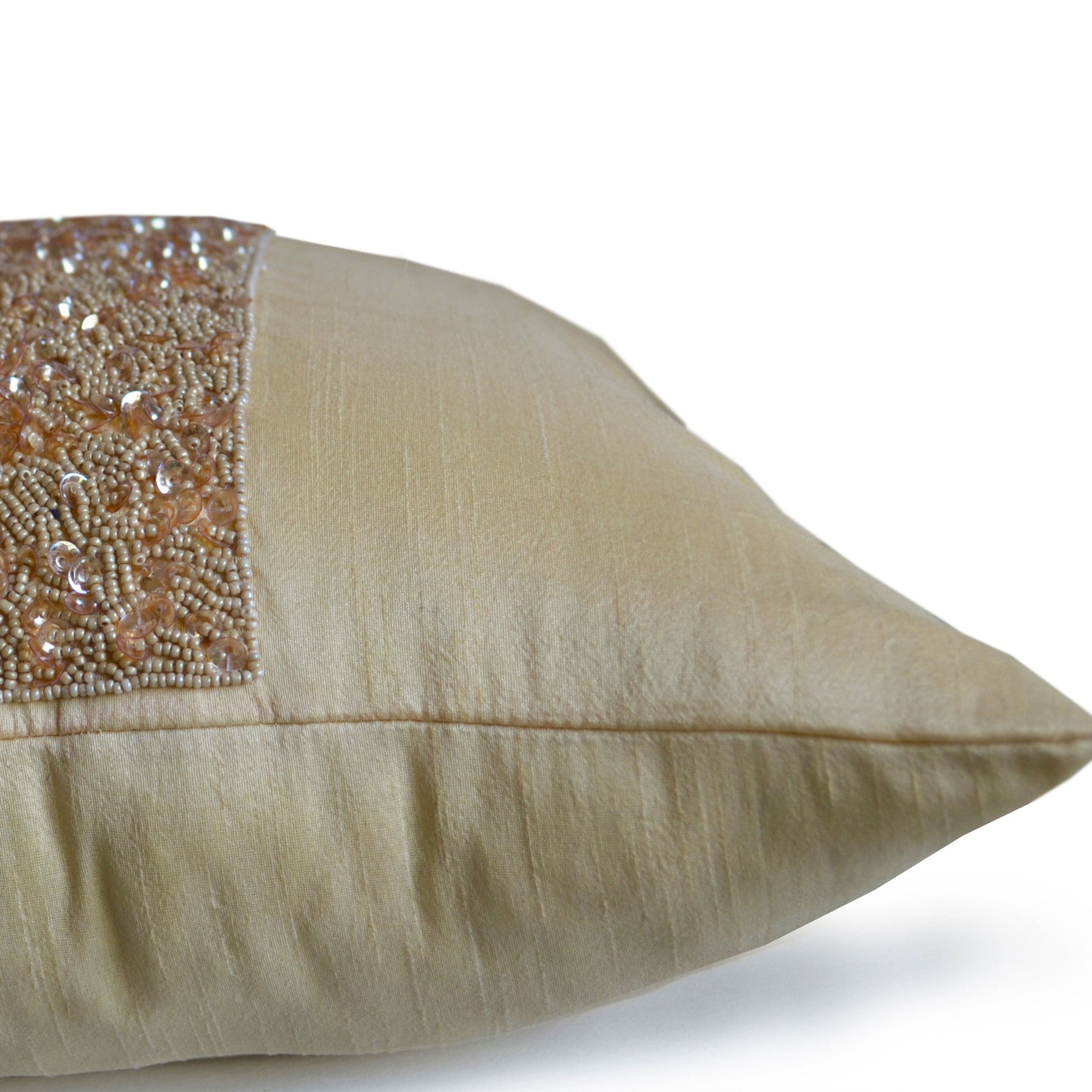 Beige Sequin Bead Pillow