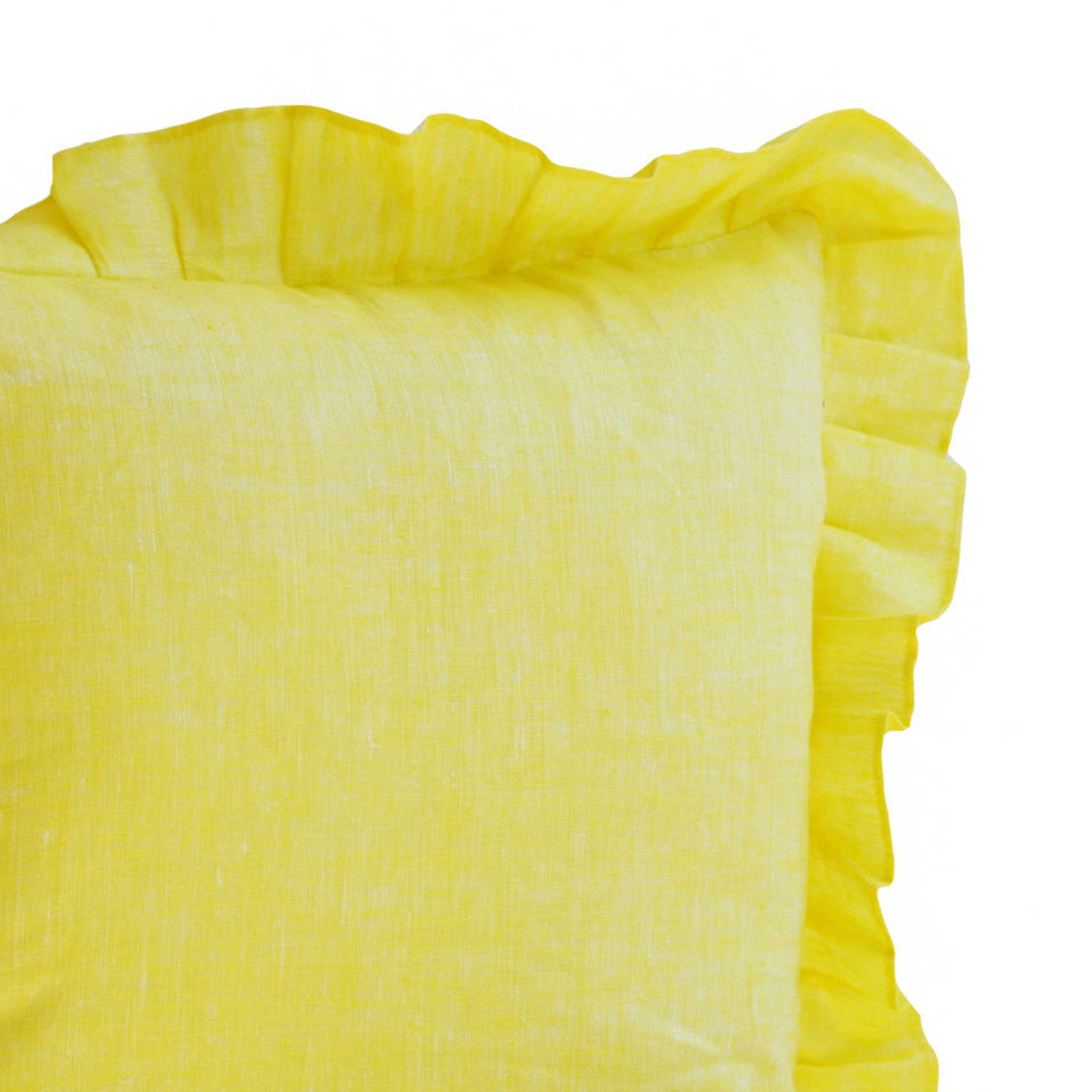 Seville Throw pillows - Sunshine Yellow Pillows- Linen Blend Ruffled Edge Pillow- 16x16- Gift- Linen Decorative Pillows-Seville Linen Pillow