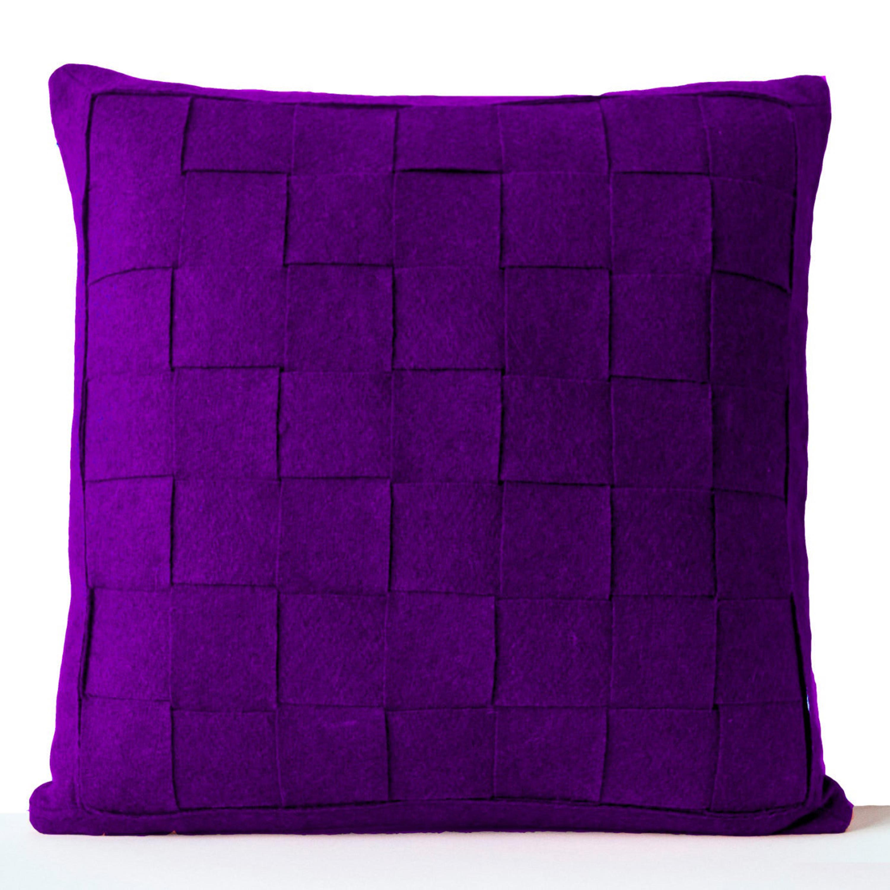 Purple Pillow - Felt Weave Pillows -Throw Pillow- Decorative Pillow- Gift- 18 inch square -Modern decor -Chair Pillow -Wool Mat Weave pillow