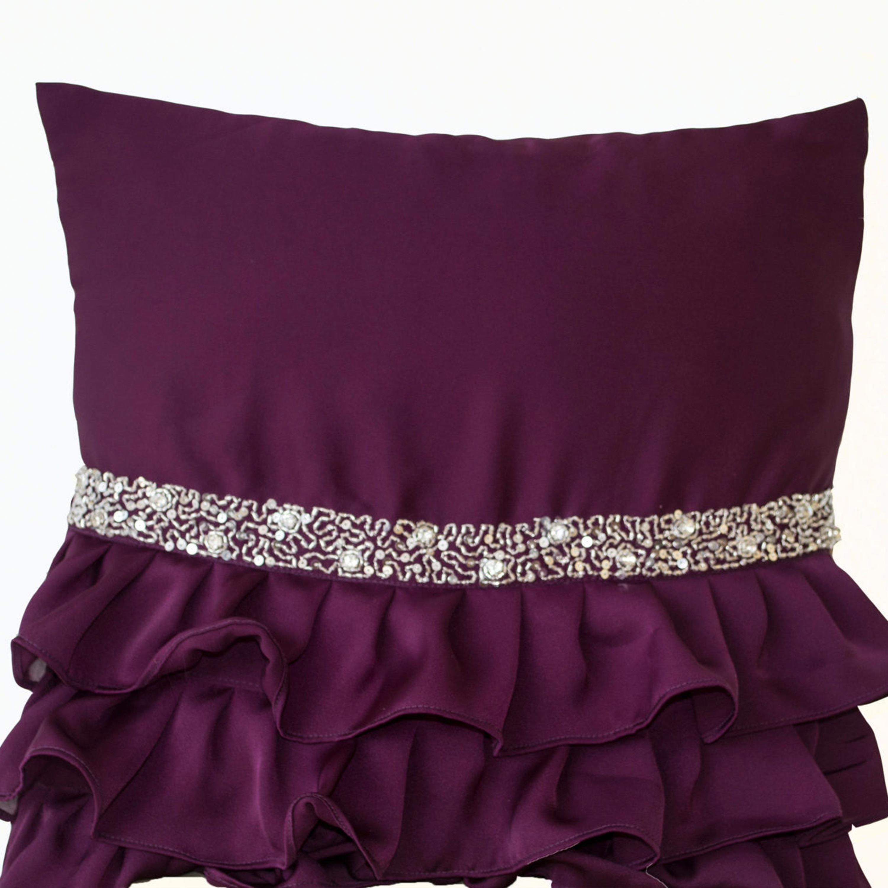 Purple ruffled sequin throw pillow - Decorative Pillow -Black cushion cover -Gift Pillow - Crystal Pillow -Black silver seuin pillow