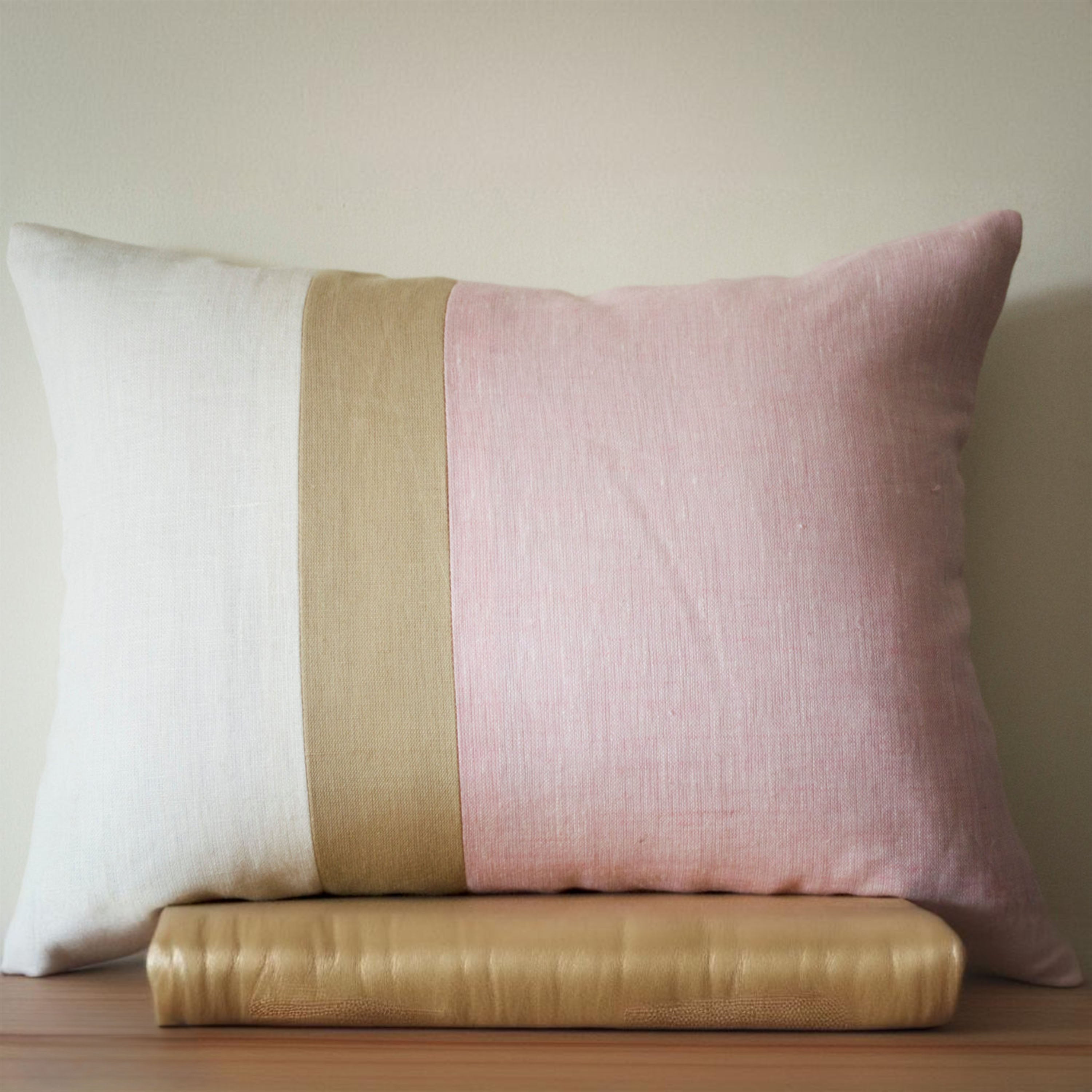 Pink Lumbar Pillow -Throw Pillow color block -Couch Pillows -Decorative cushion cover- Spring Throw pillow - gift- 12X20- Pink Linen Pillows