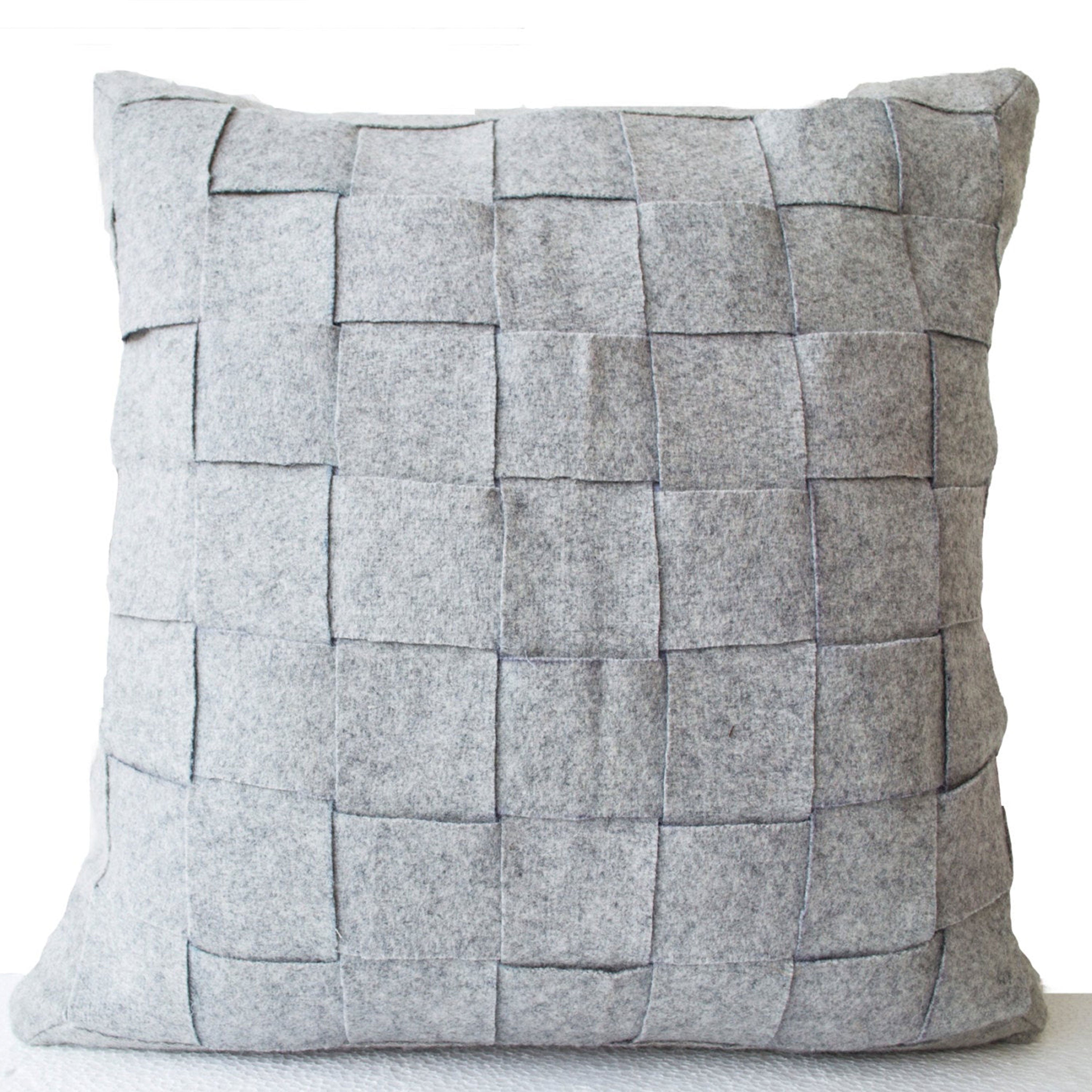 Handmade Felt Weave Pillow in Grey