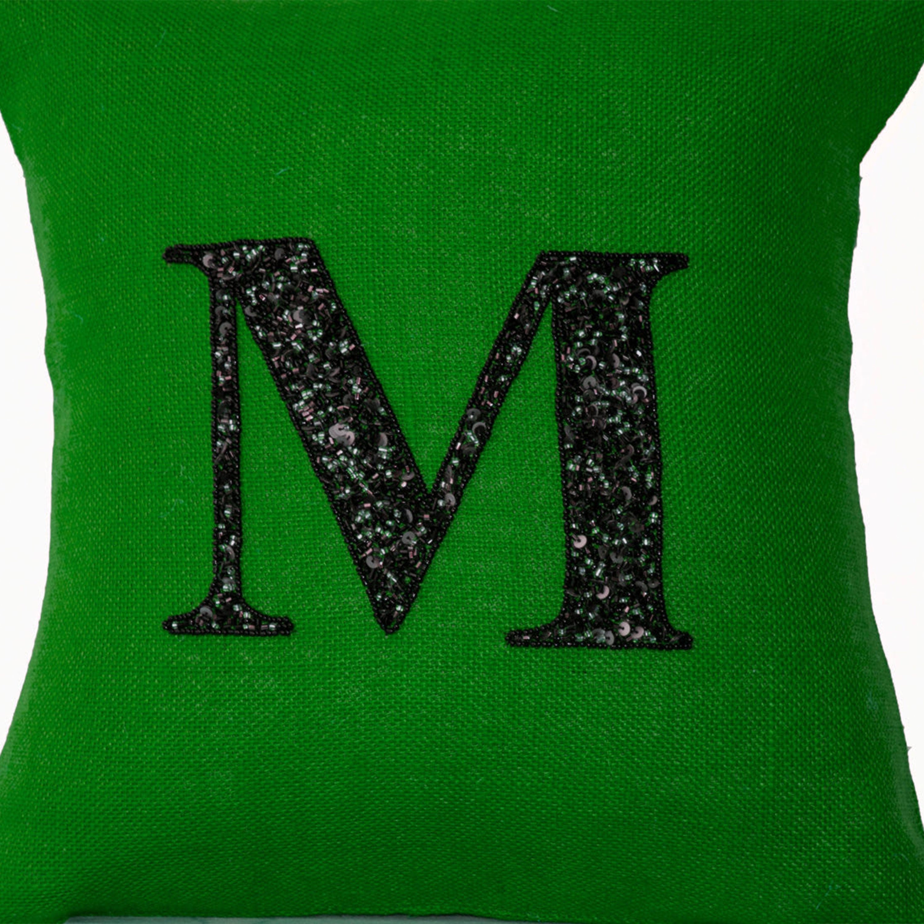 Customized Sequin Monogram Decorative Pillow Cover With Personalized Letter