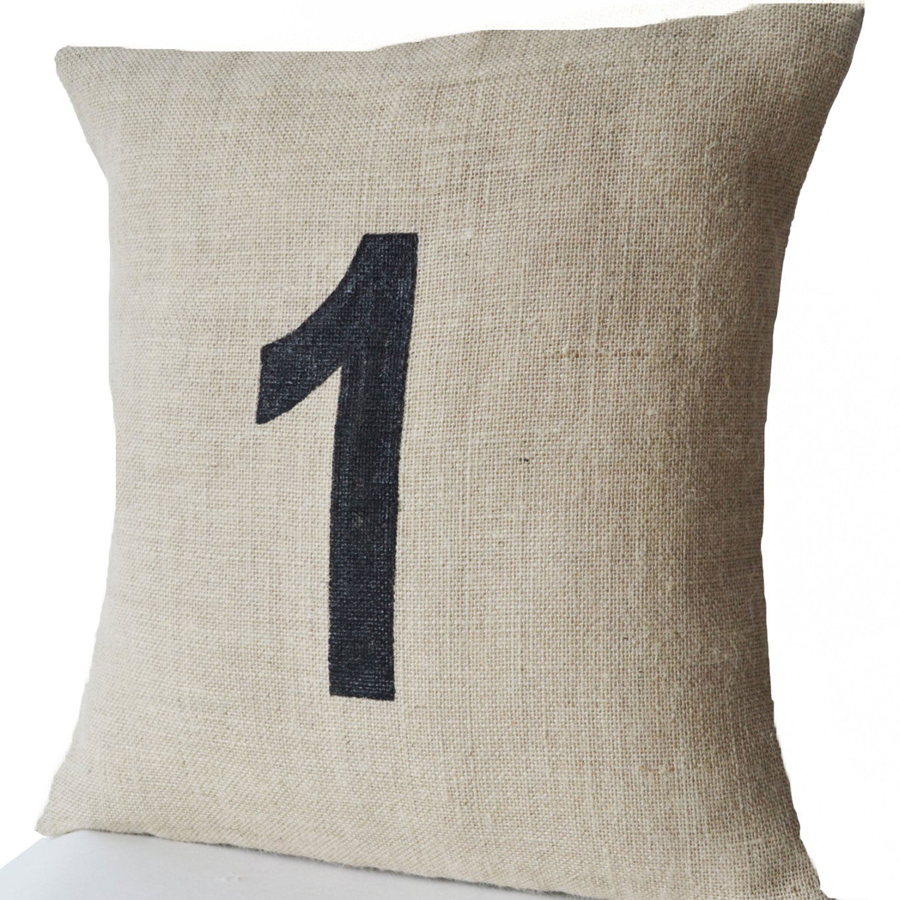 Burlap Number Pillows Customized Hand Painted Numeric Pillows Personalized Dorm Cushion