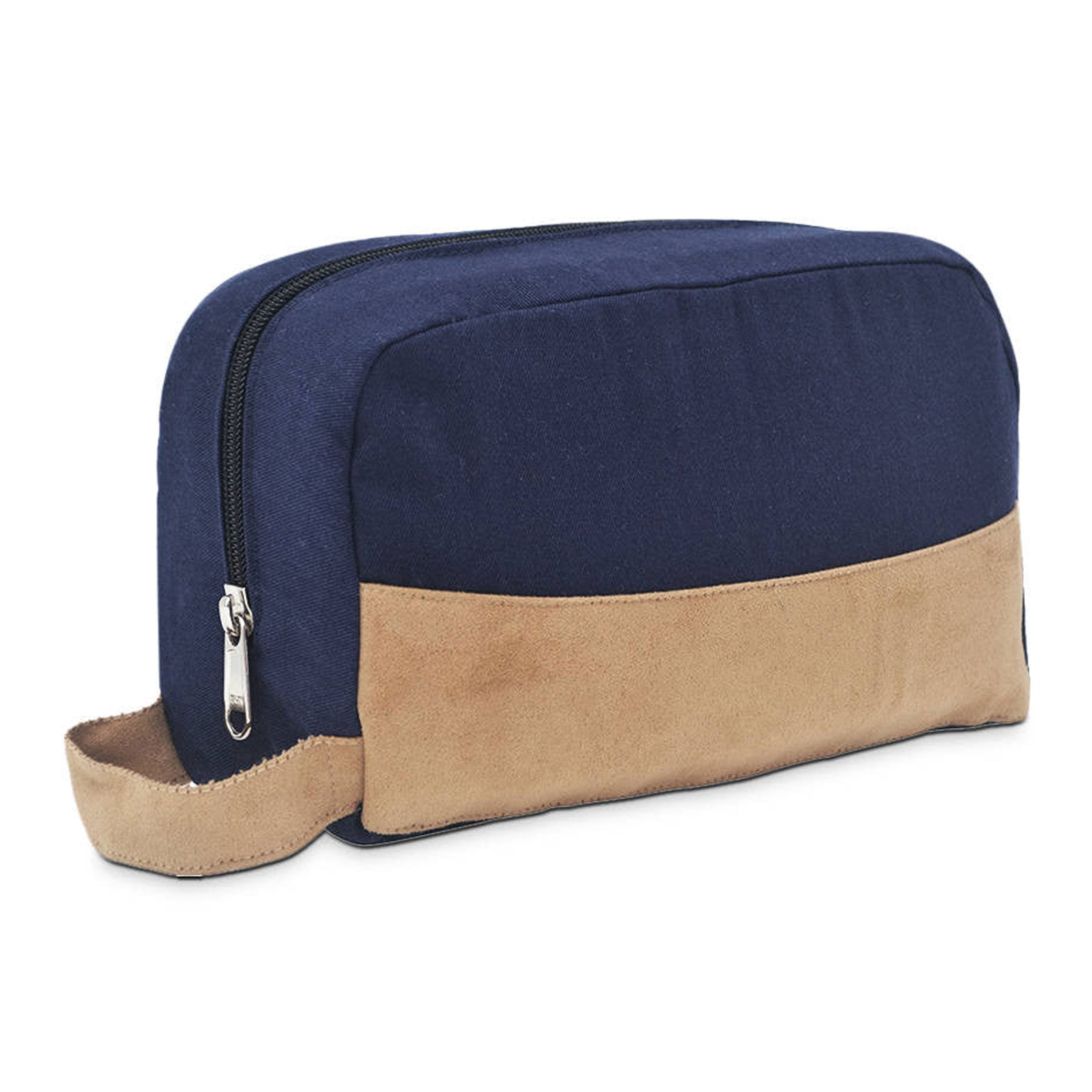 Travel Toiletry Bag, Cotton Faux Suede Dopp Kit