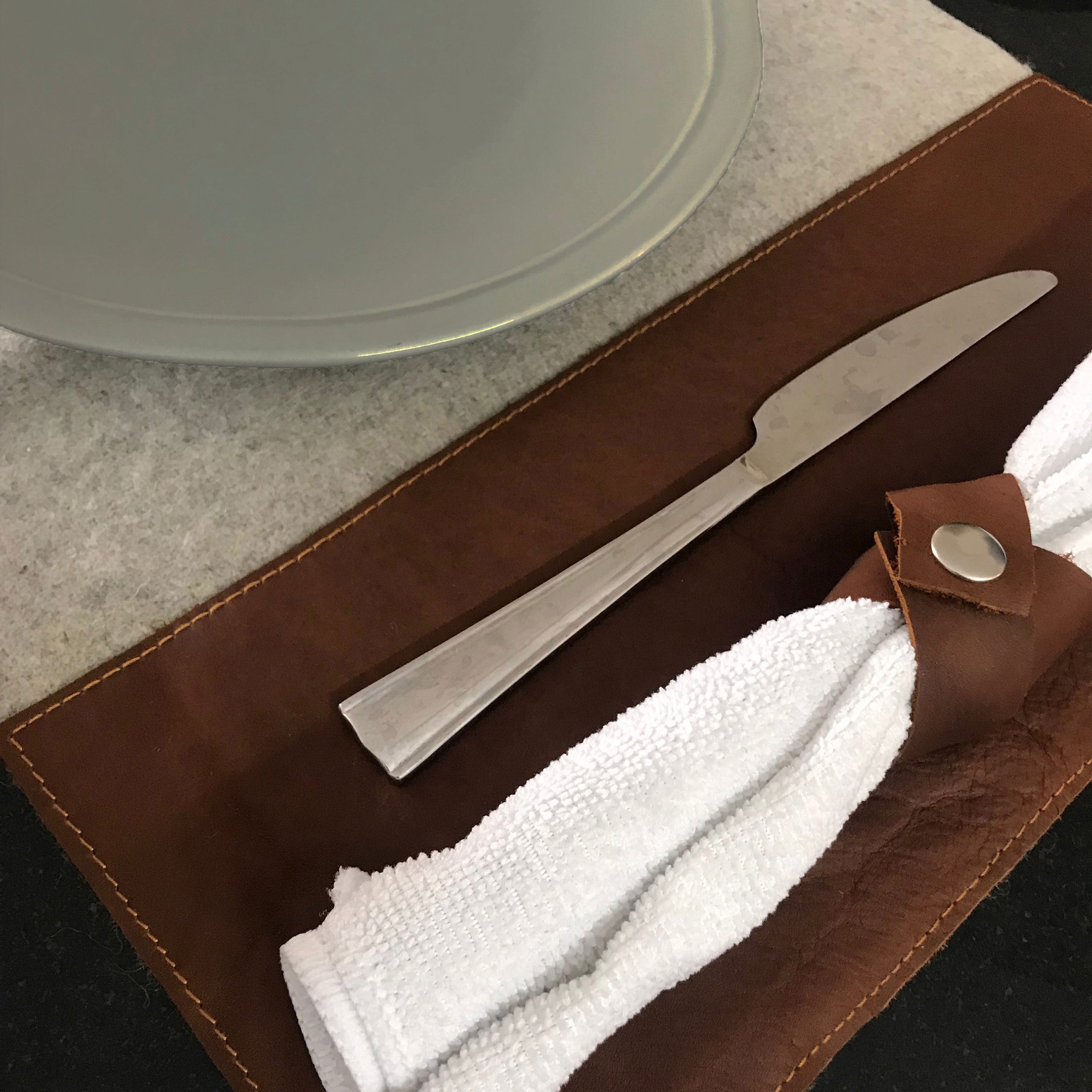 Rectangle Wool Leather Placemat With Napkin Holder