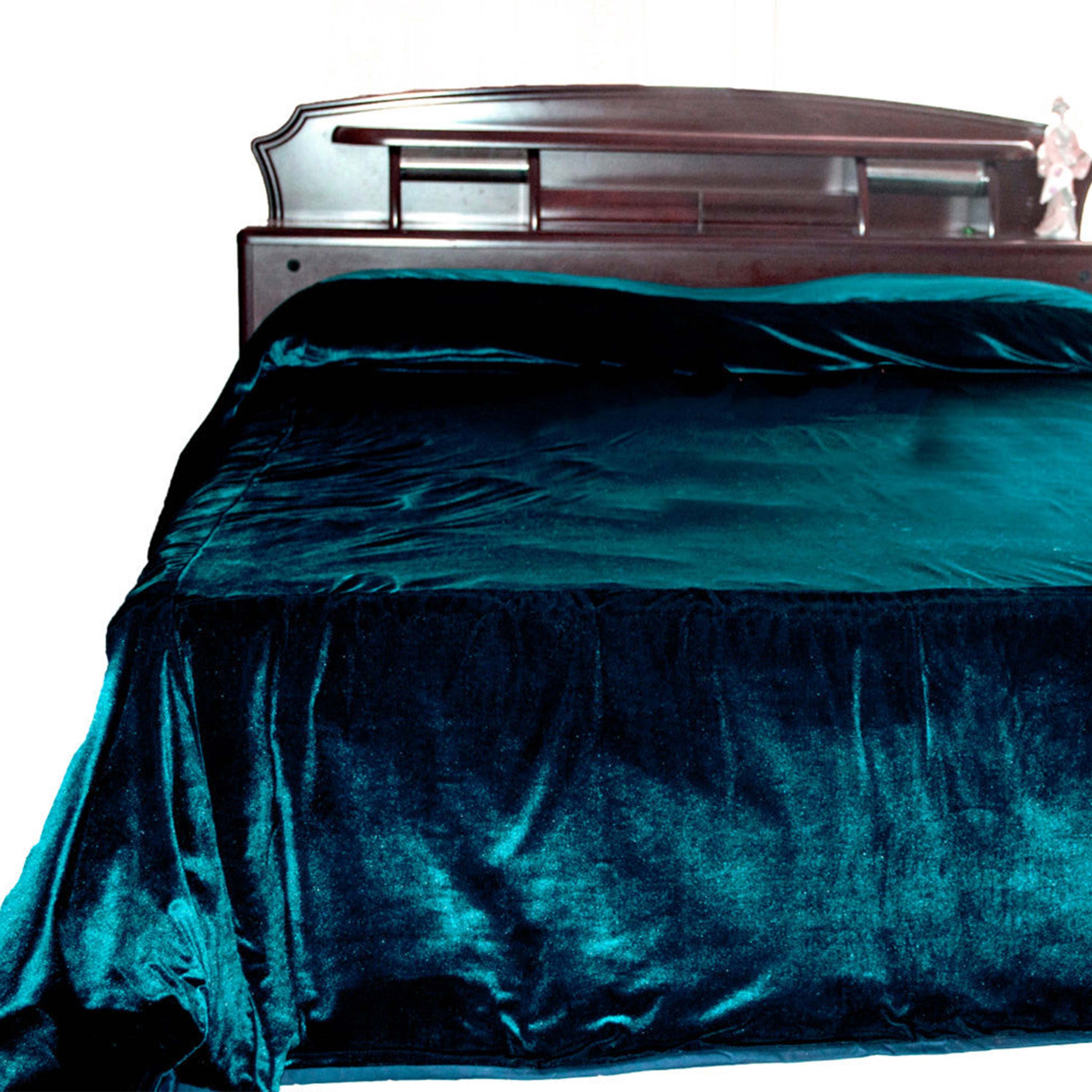 Teal Velvet Bedspread In Multiple Sizes