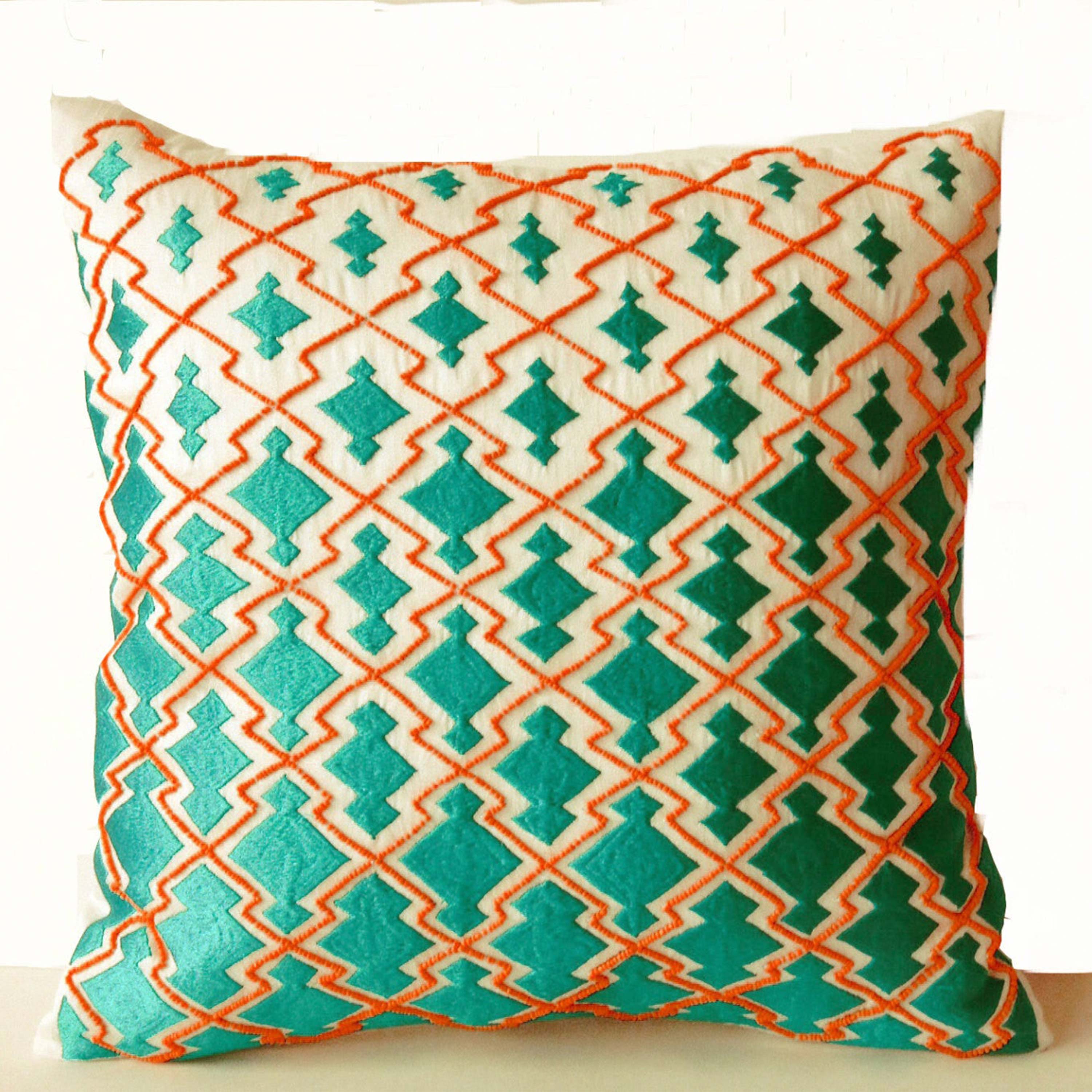 Throw Pillows -Teal Orange Decorative Pillowcase