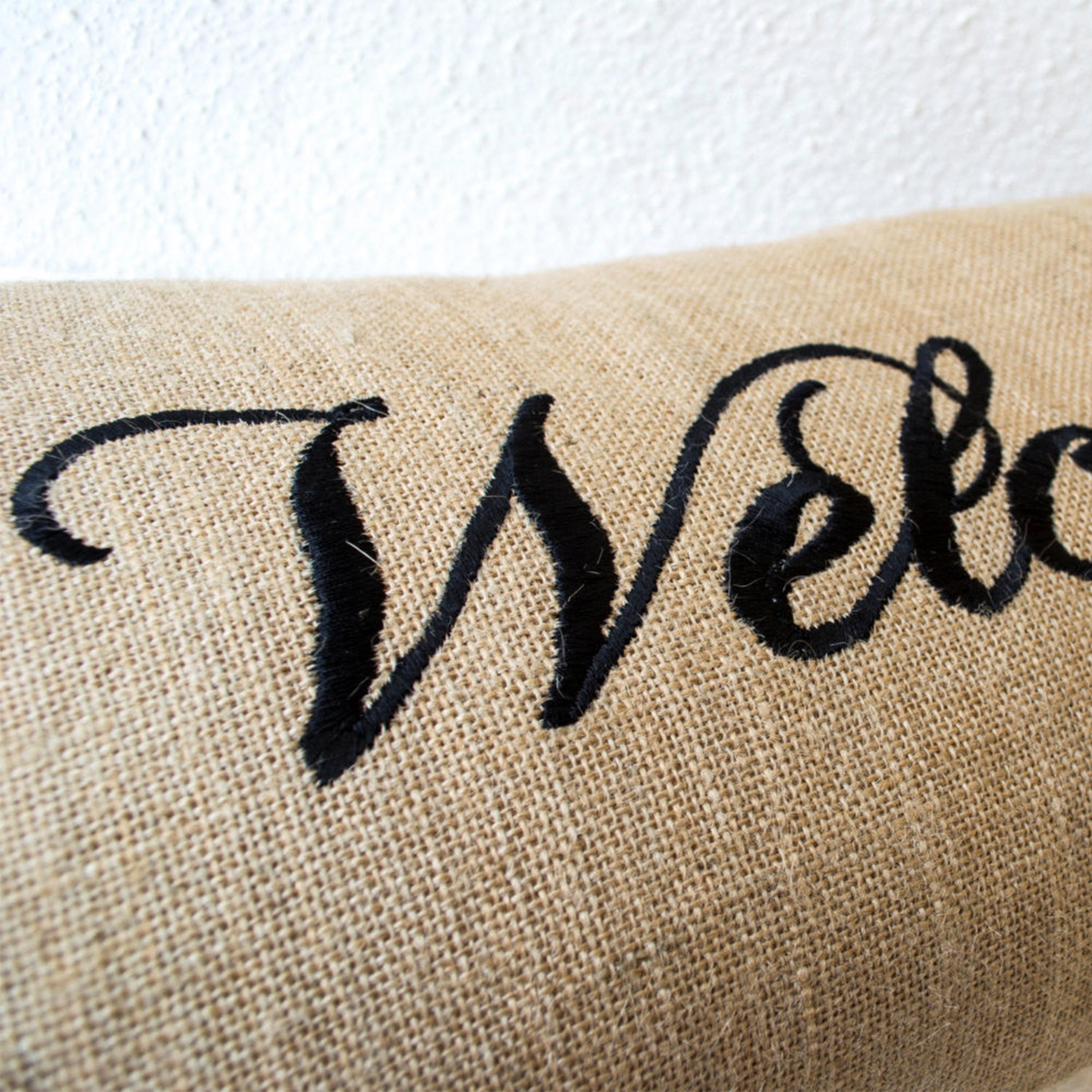 Welcome  Burlap Lumbar Throw Pillow