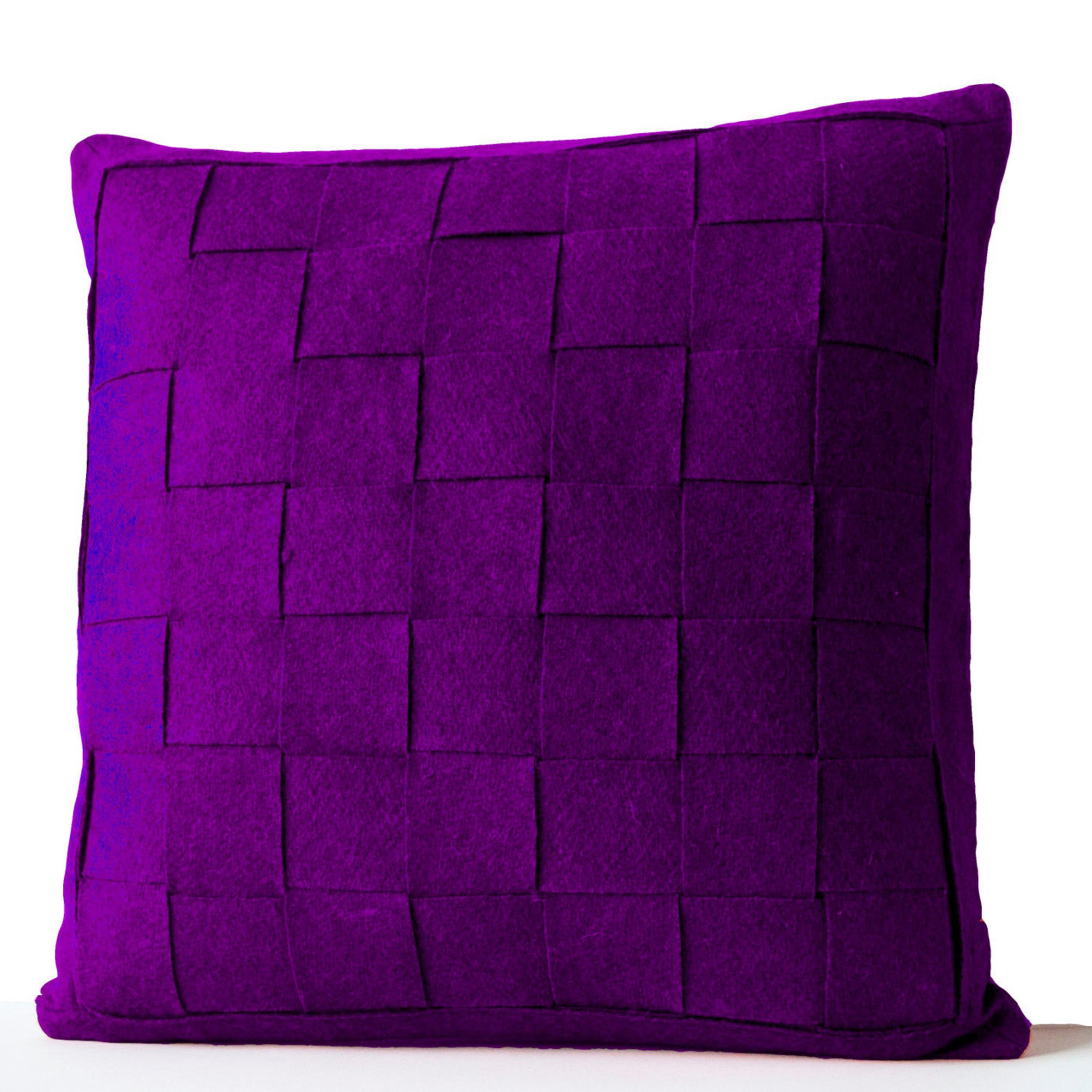 Purple Pillow - Felt Weave Pillows -Throw Pillow- Decorative Pillow- Gift- 18 inch square -Modern decor -Chair Pillow -Wool Mat Weave pillow