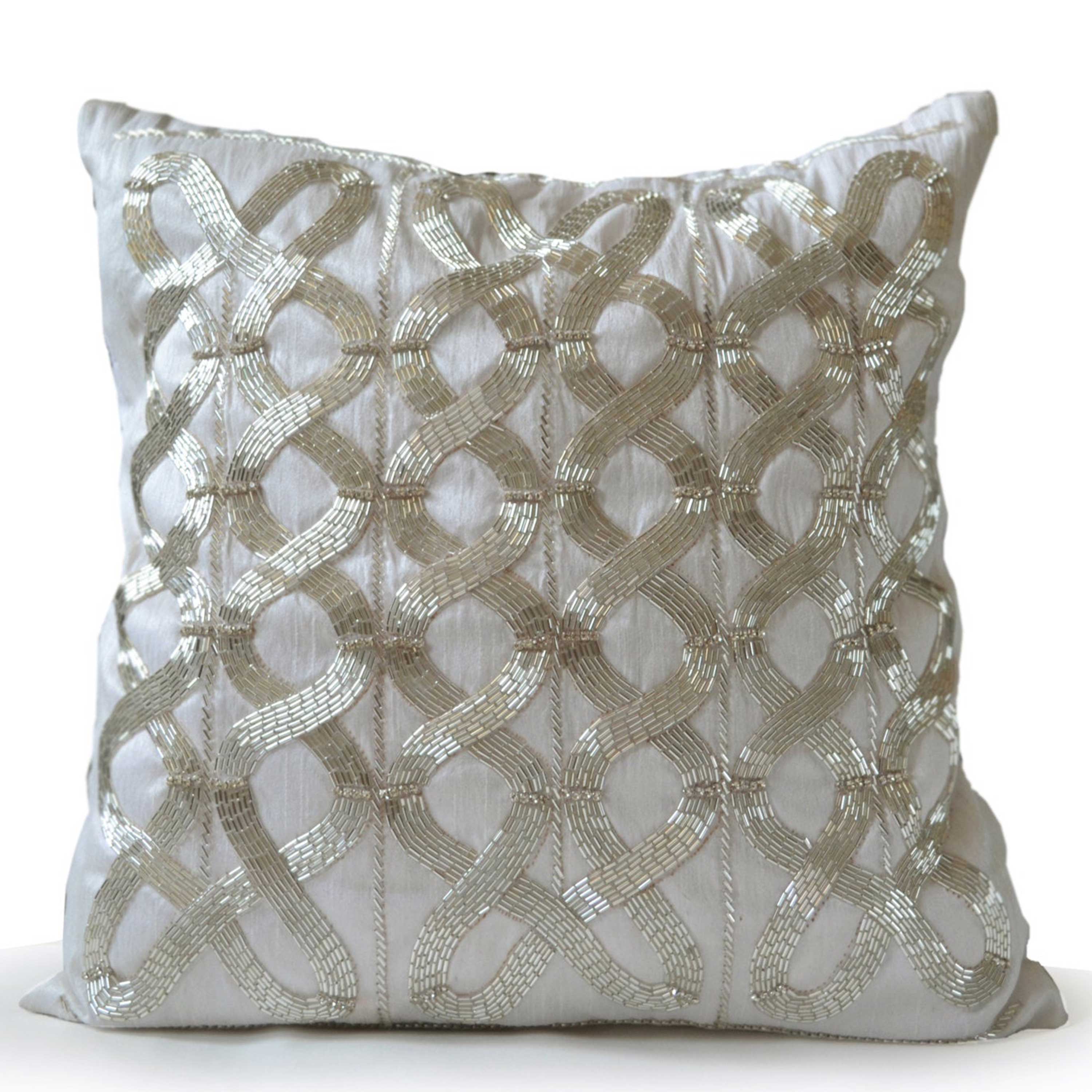 Silver throw pillows, Bead cushion, Micro bead pillow, Silk pillow covers,decorative pillow