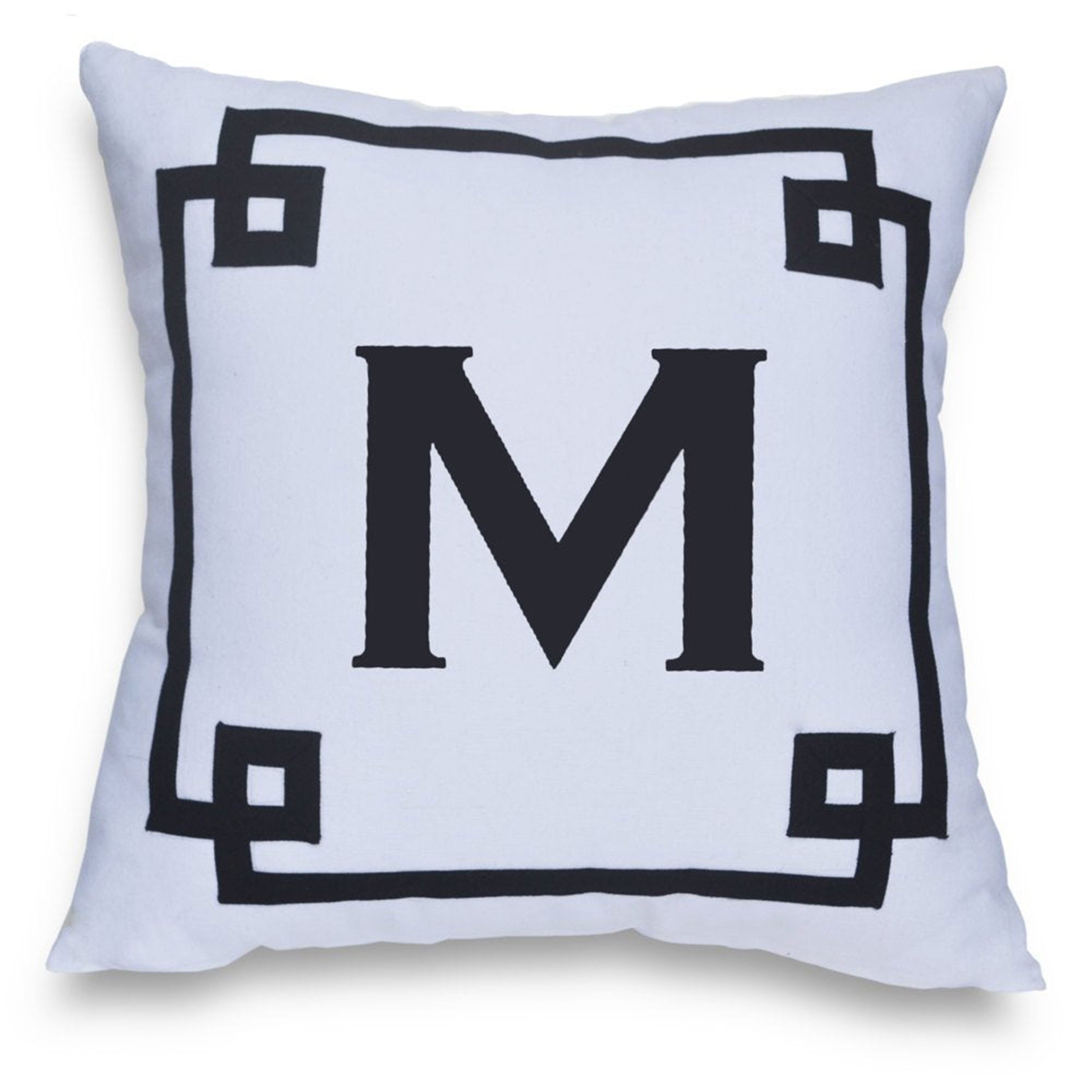 Greek Key Pillow Covers, Monogram Pillow Cover, White Navy Pillow