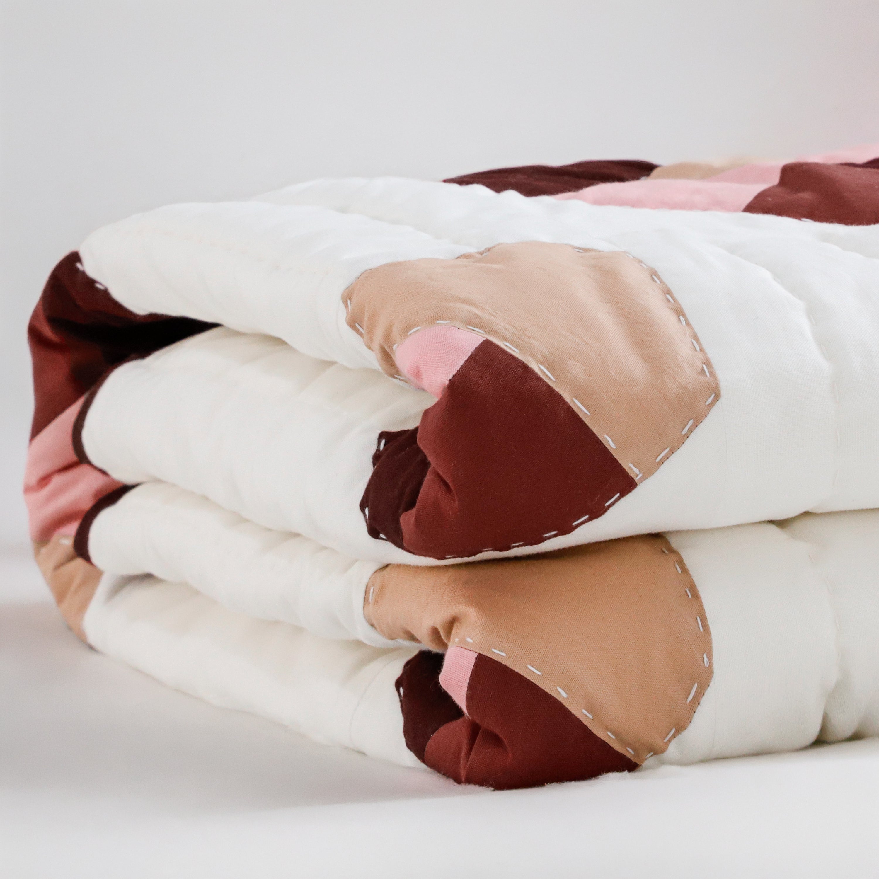 Handmade Cotton Heart Patch Quilt | Cozy Valentine’s Quilt