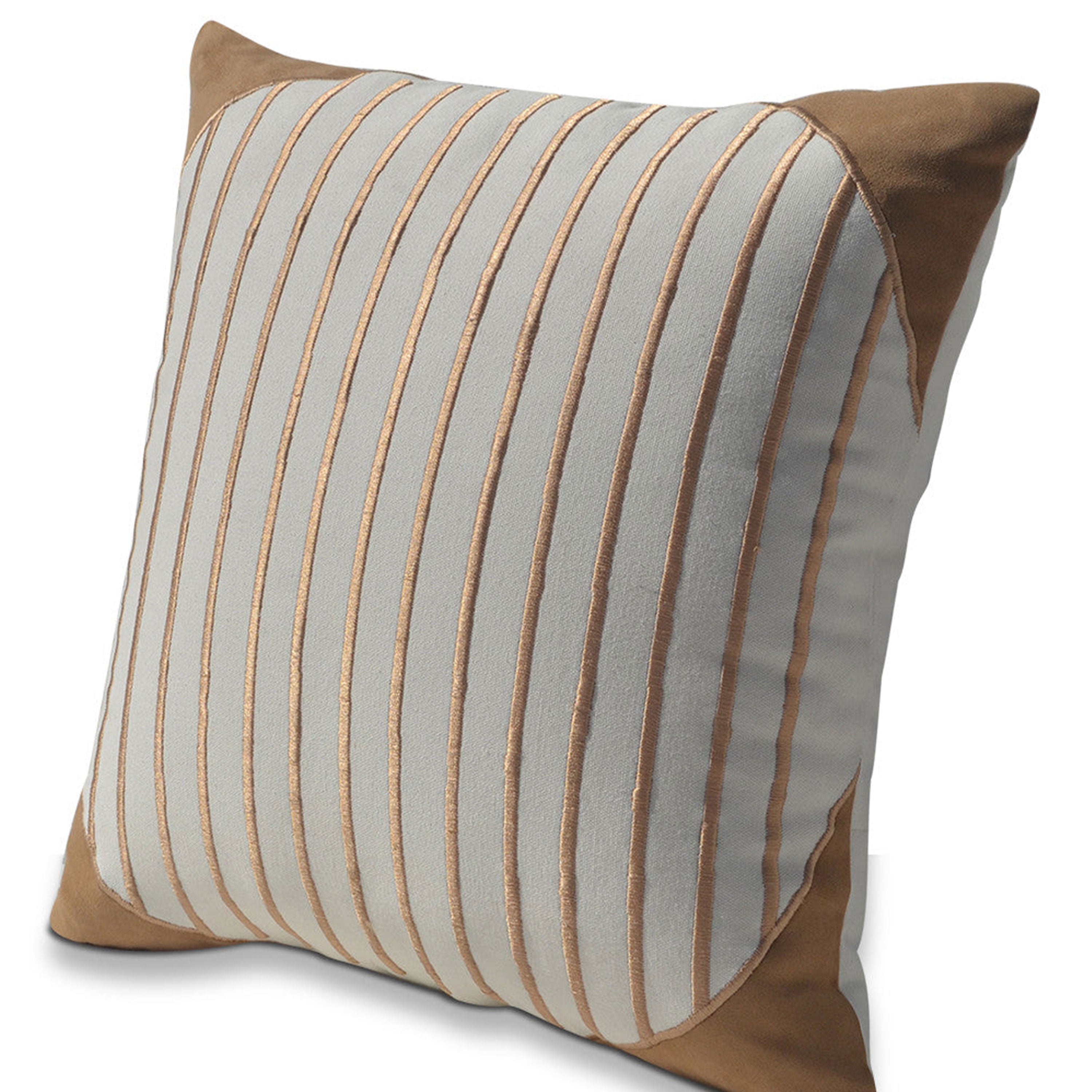 Geometric Stripes Hand Embroidered Decorative Cotton Pillow Cover