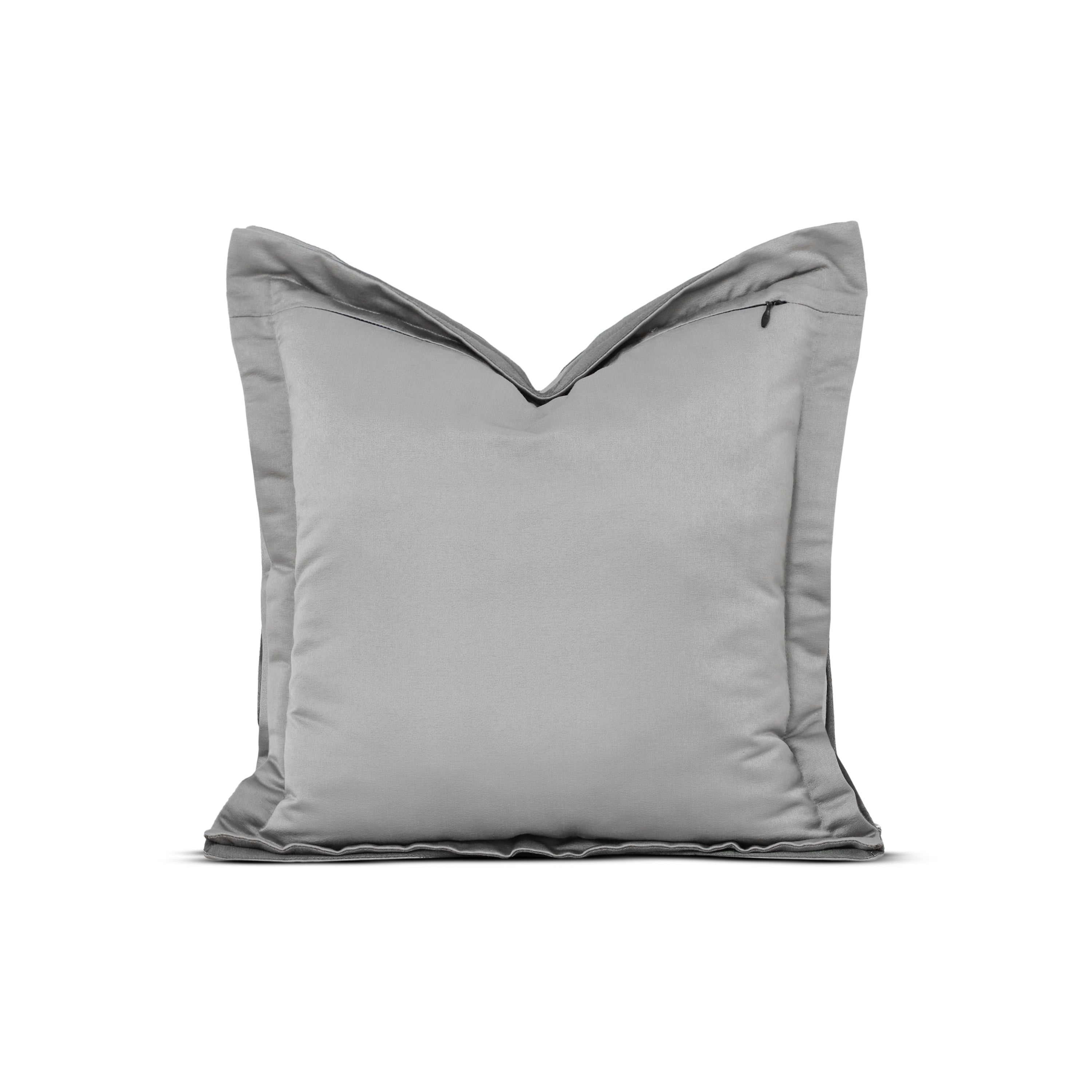 Grey Double Flange Pillow Cover