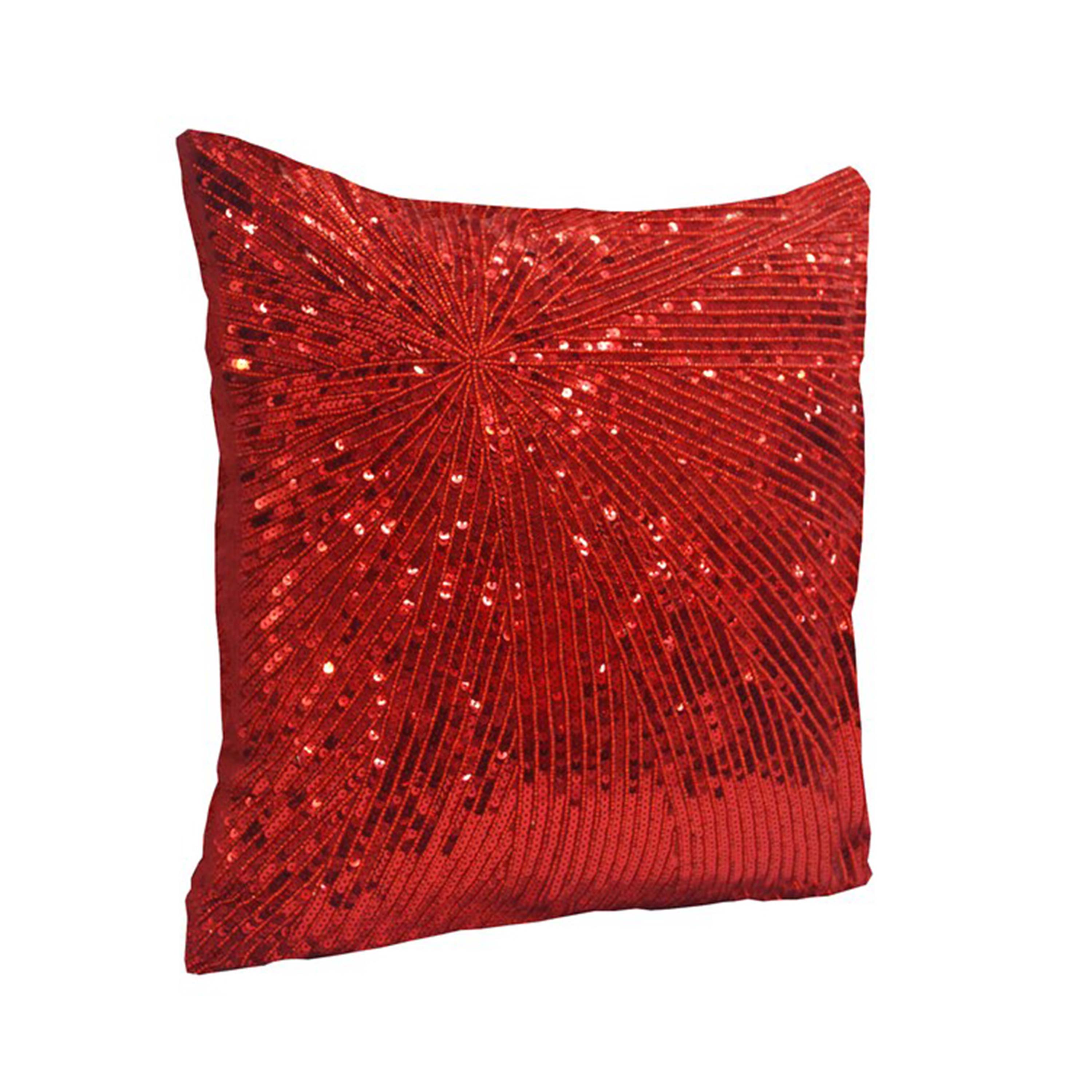 Red Sequin Starburst Pillow Cover