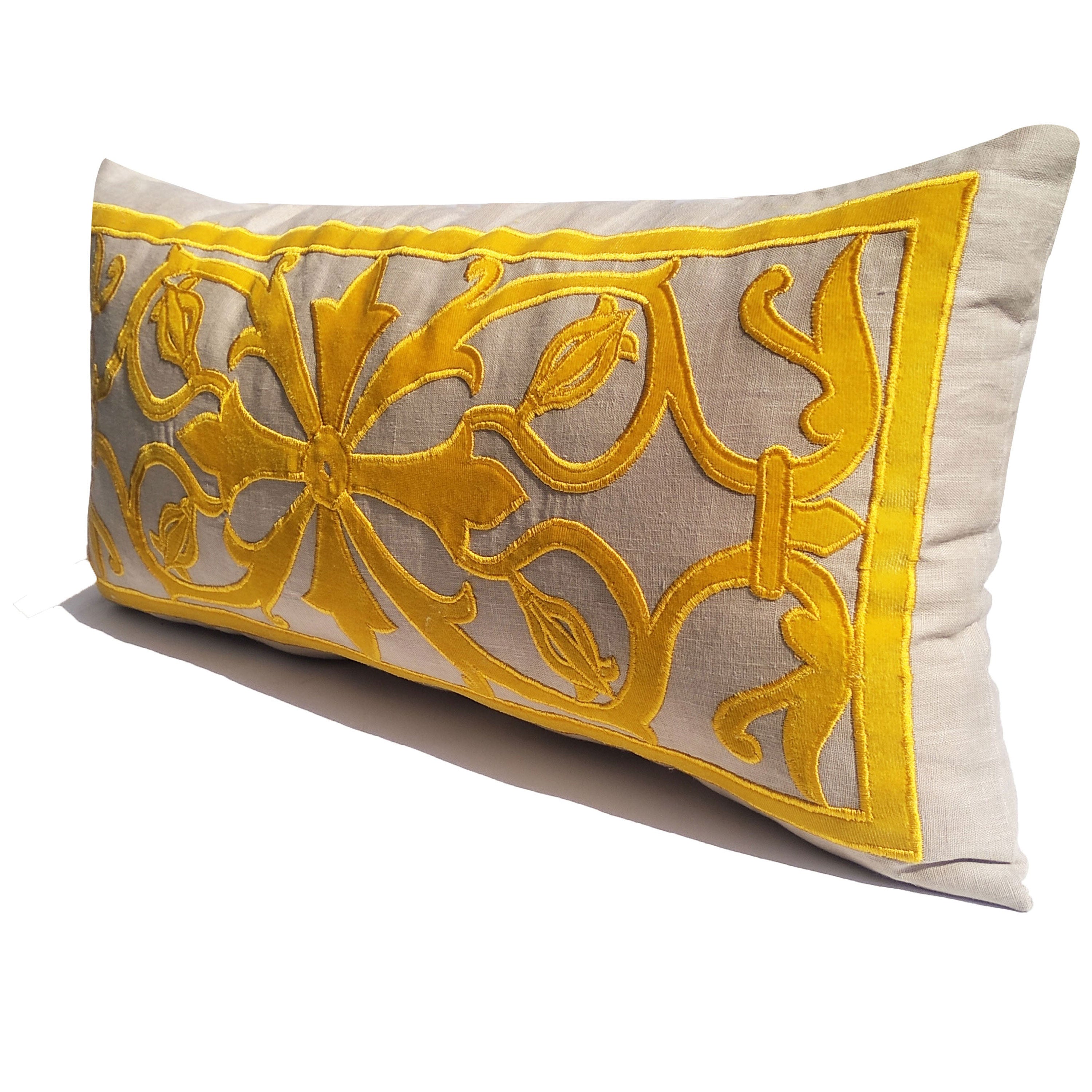 French Trellis Pillow Cover, Beige Gray Yellow Pillow Case, Floral Pillow Cover