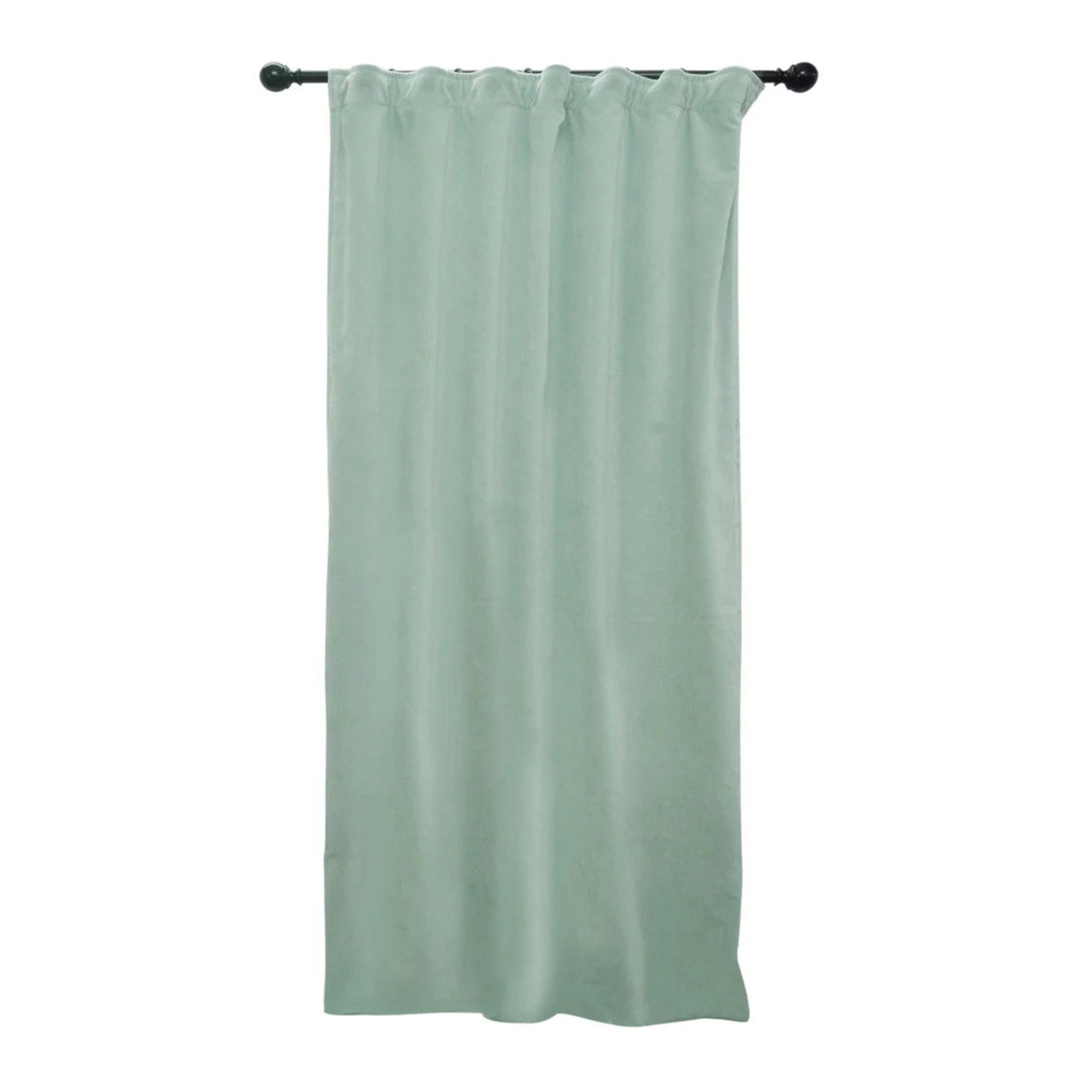 Sea Foam Green Velvet Curtain With Wool Felt Backing