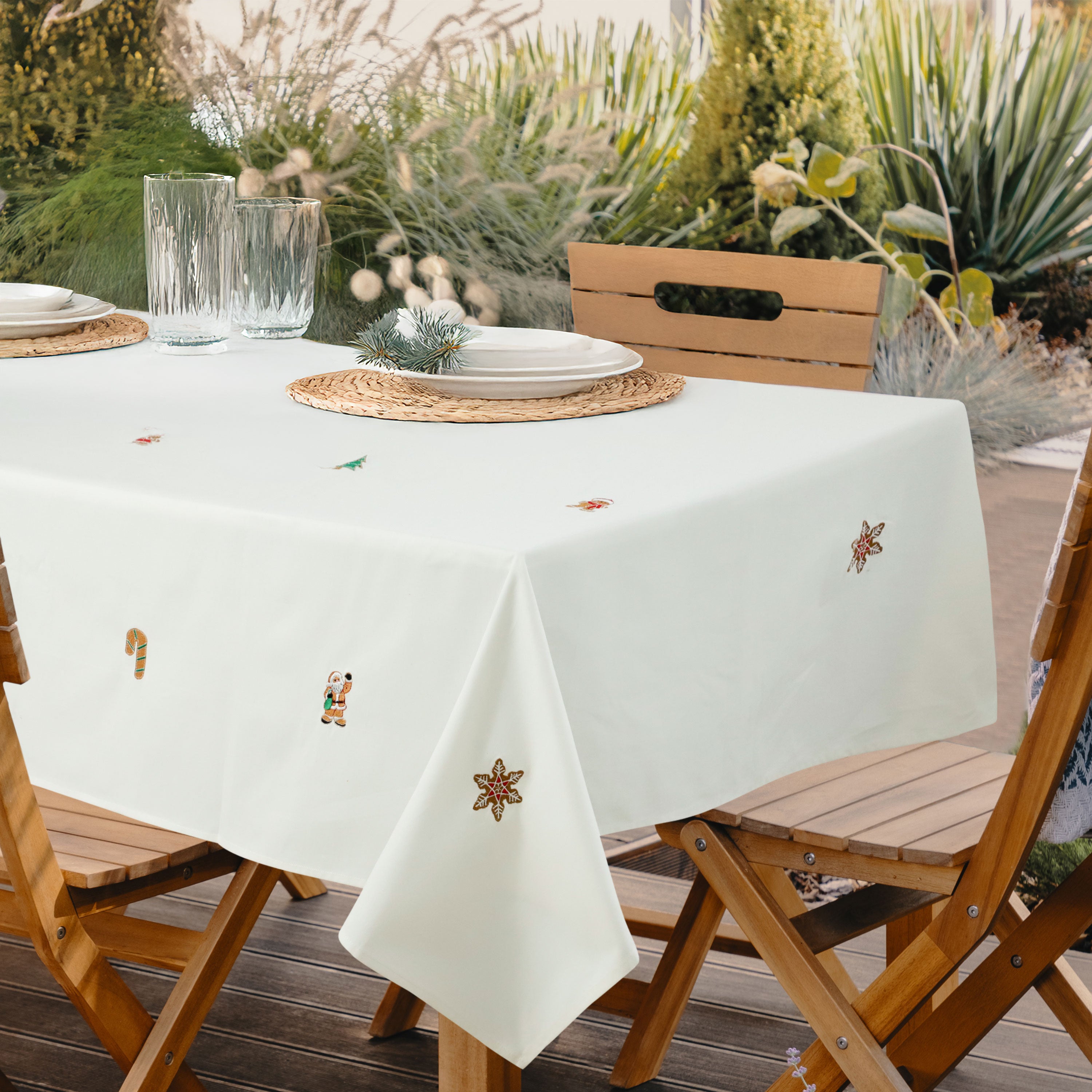 Gingerbread Christmas Embroidered Table Cloth